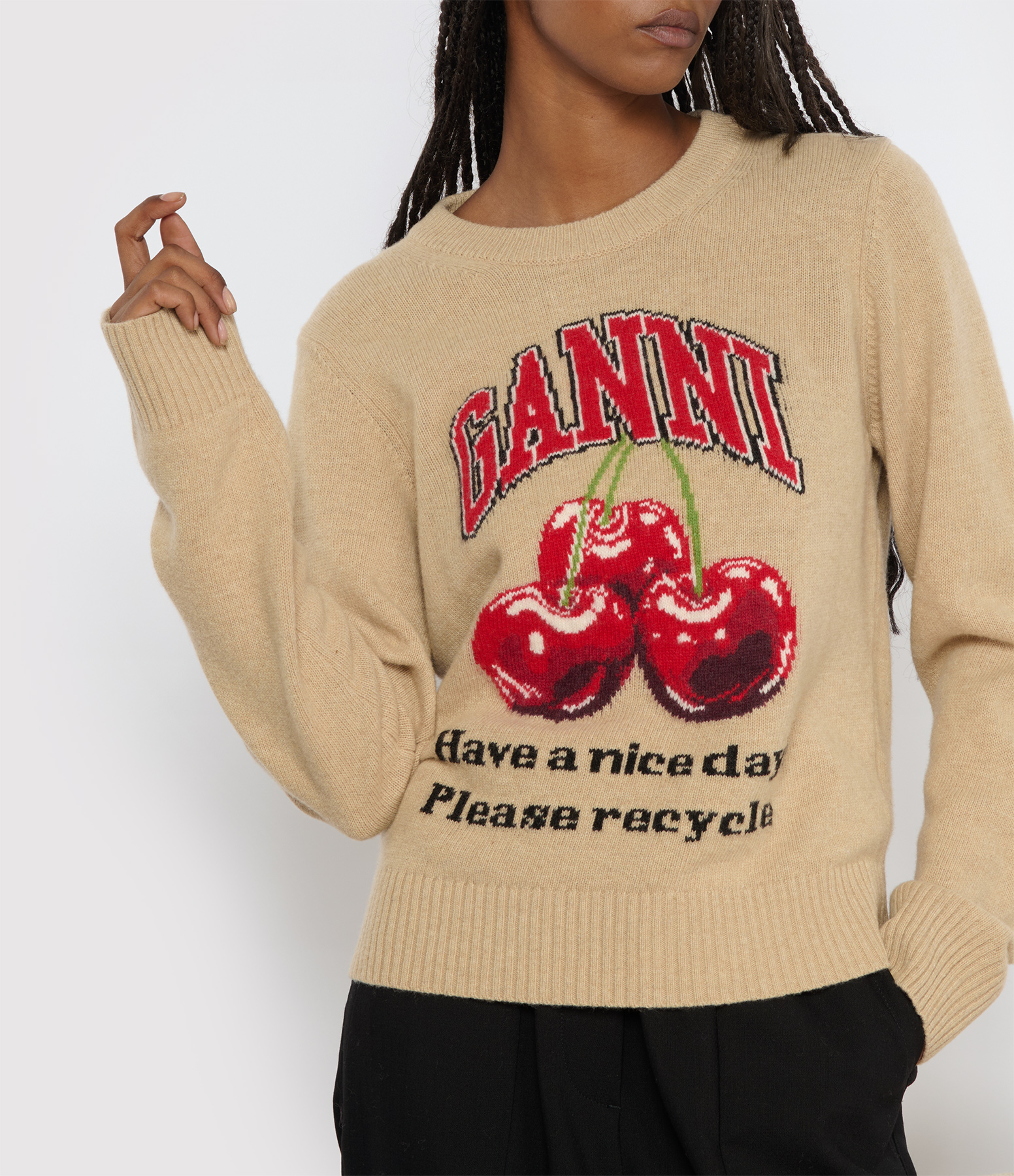 Cherry Safari Graphic Wool-Blend Sweatshirt