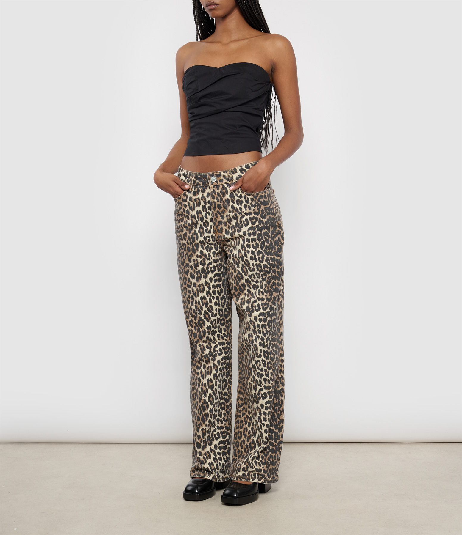 Izey Leopard Print Denim Trousers