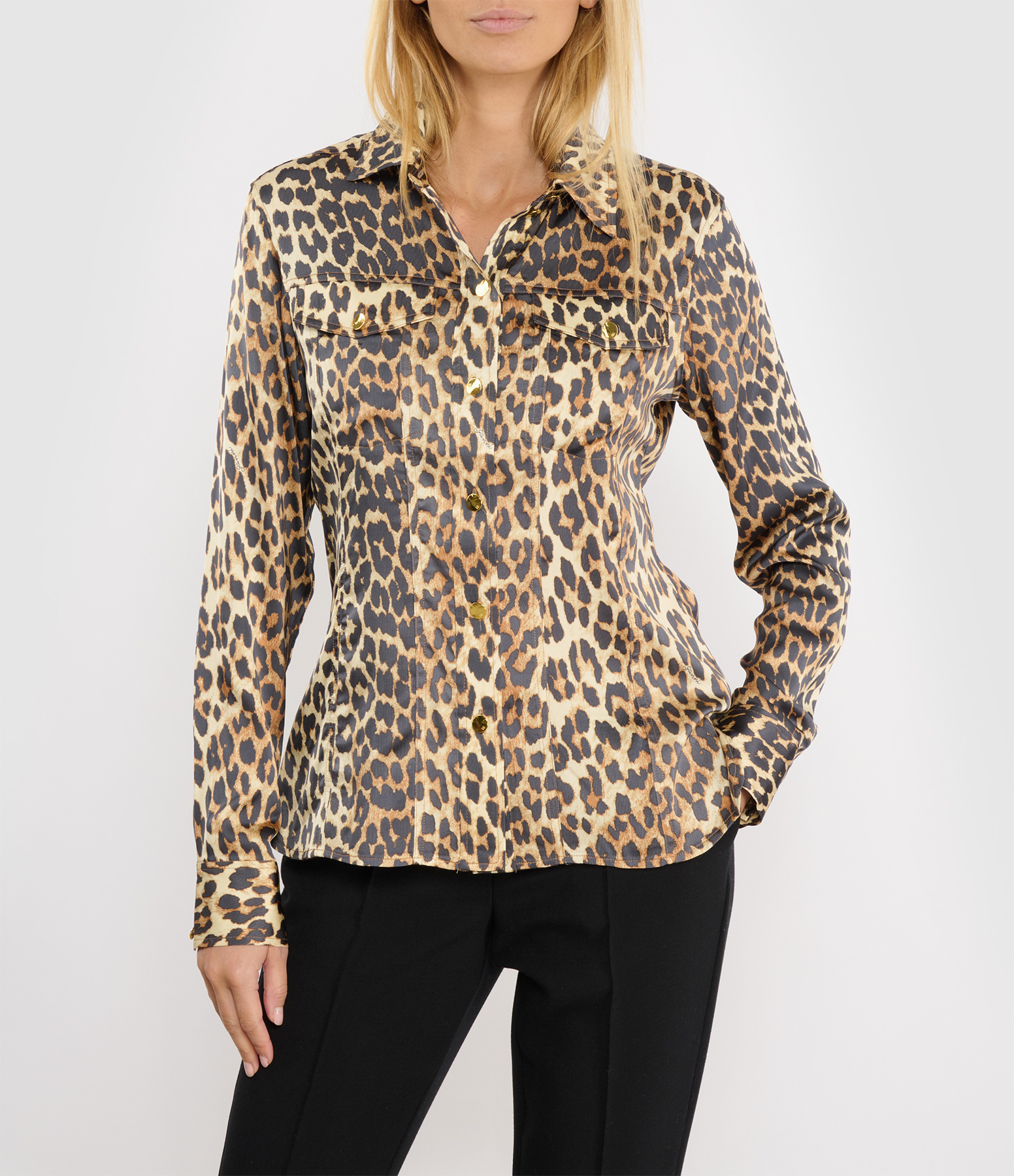 Leopard-Print Satin Shirt
