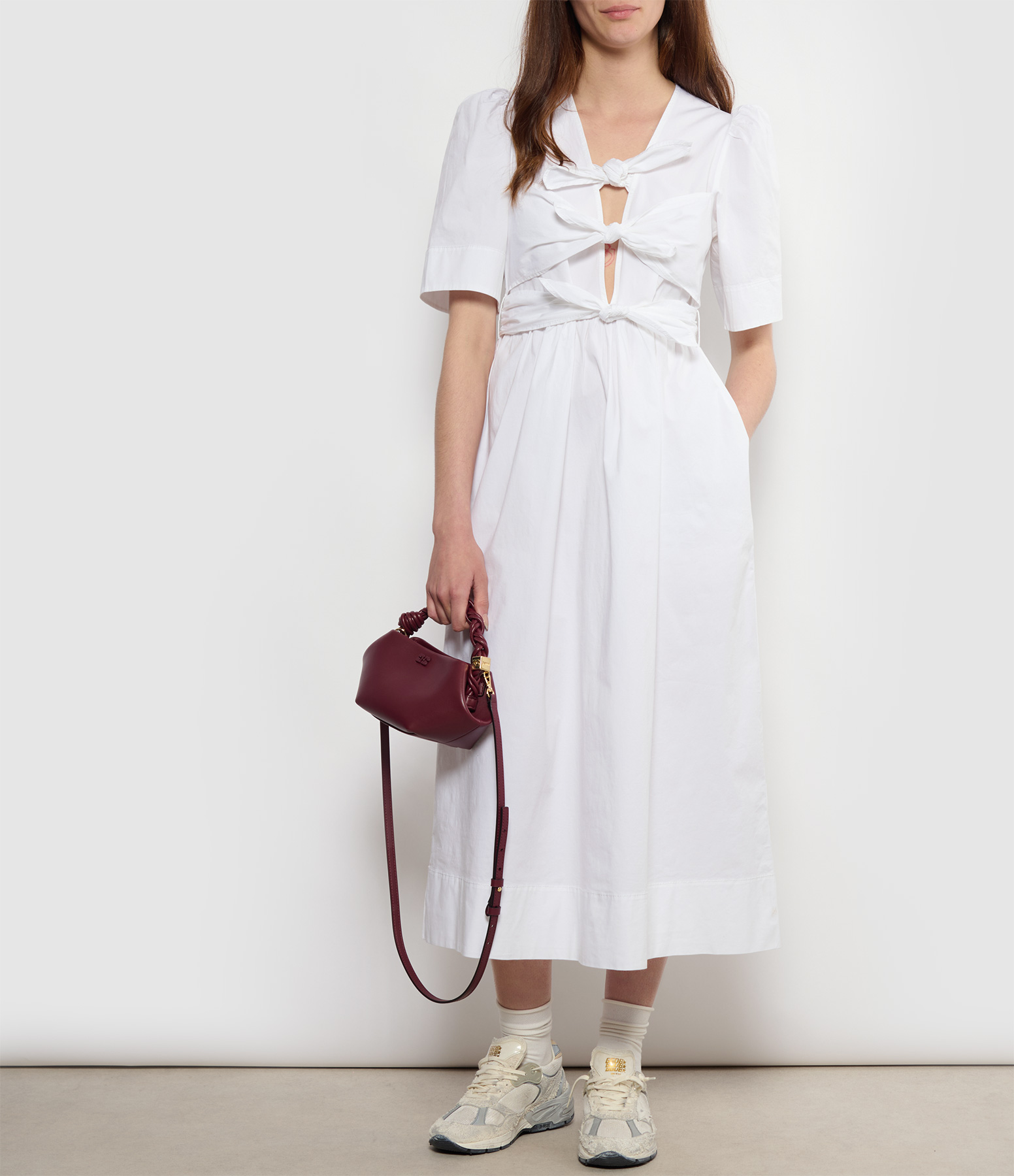 Bright White Washed Stretch Cotton Dress