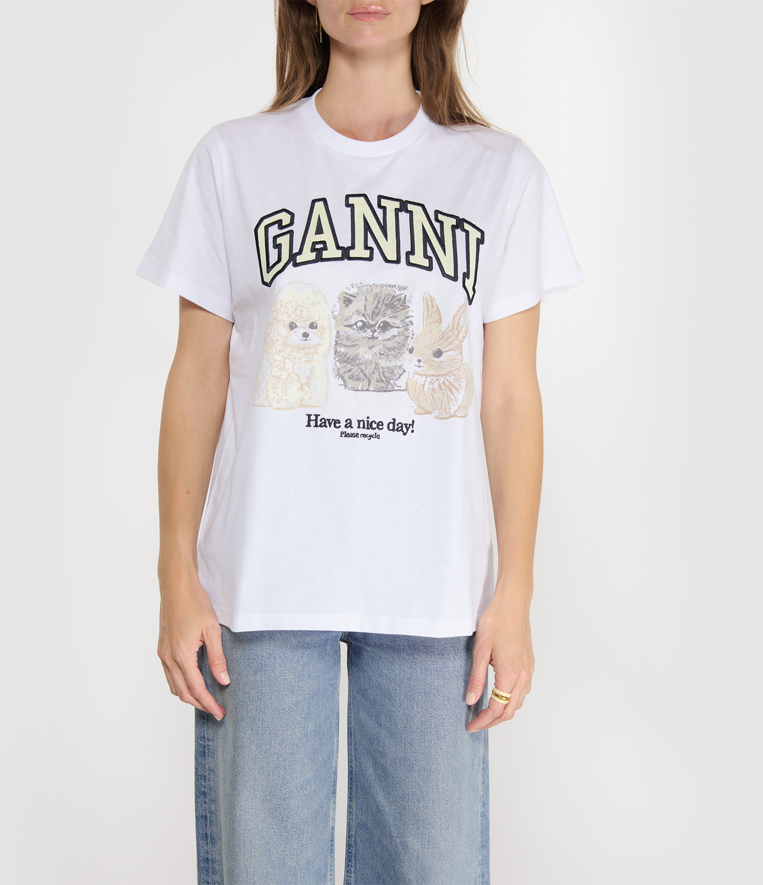 Basic Cotton Animals Relaxed T-shirt – Bright White