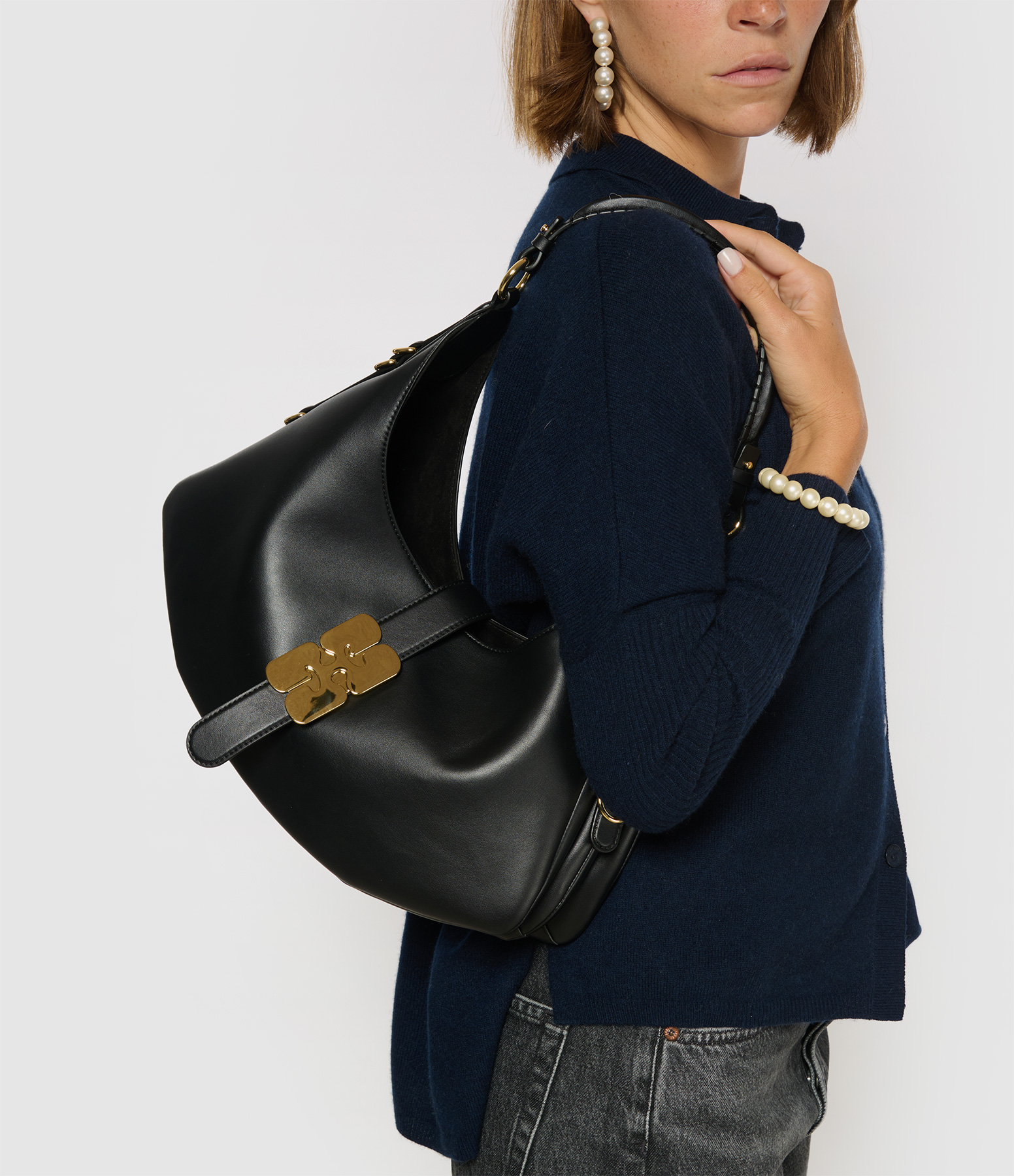 Kat Small Gold Black Handbag