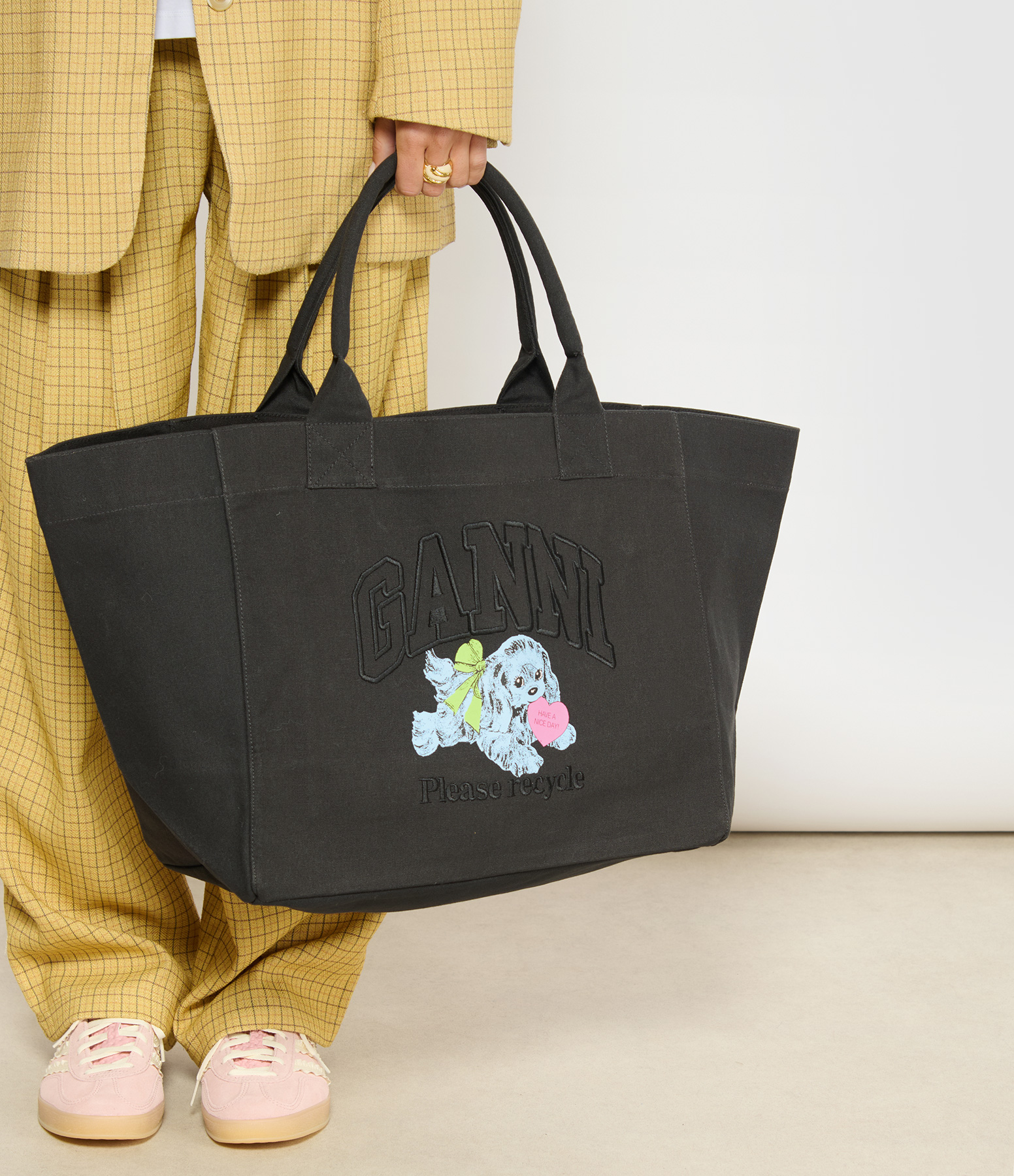 XXL Shopper Bag with Dog Print – Phantom