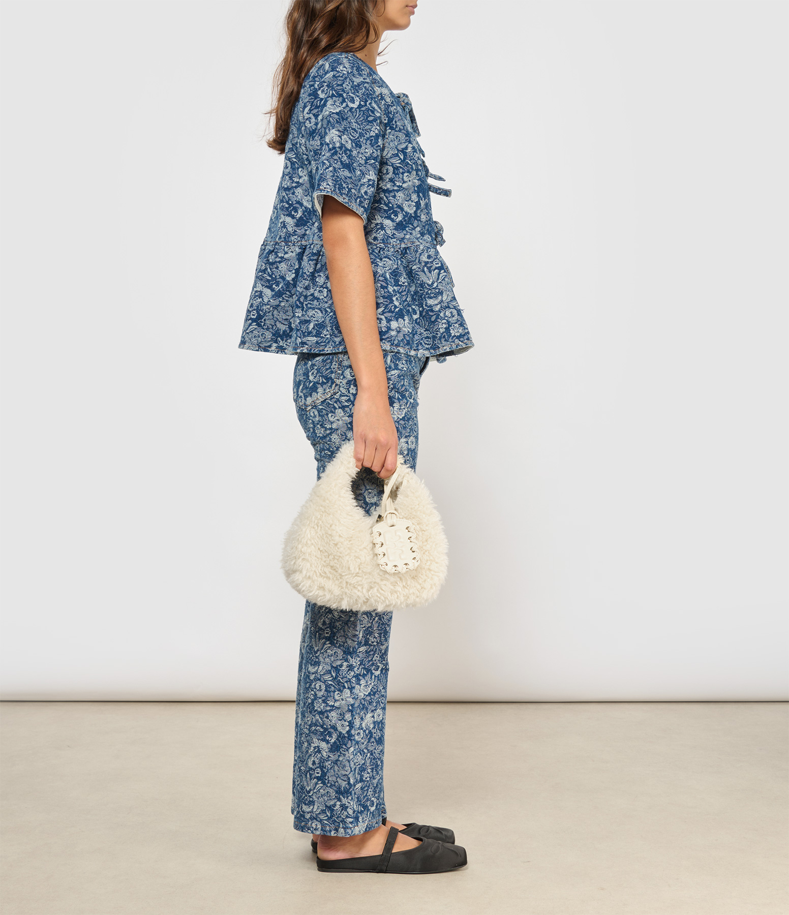 Alternative Fur Egret Mini Hobo Handbag