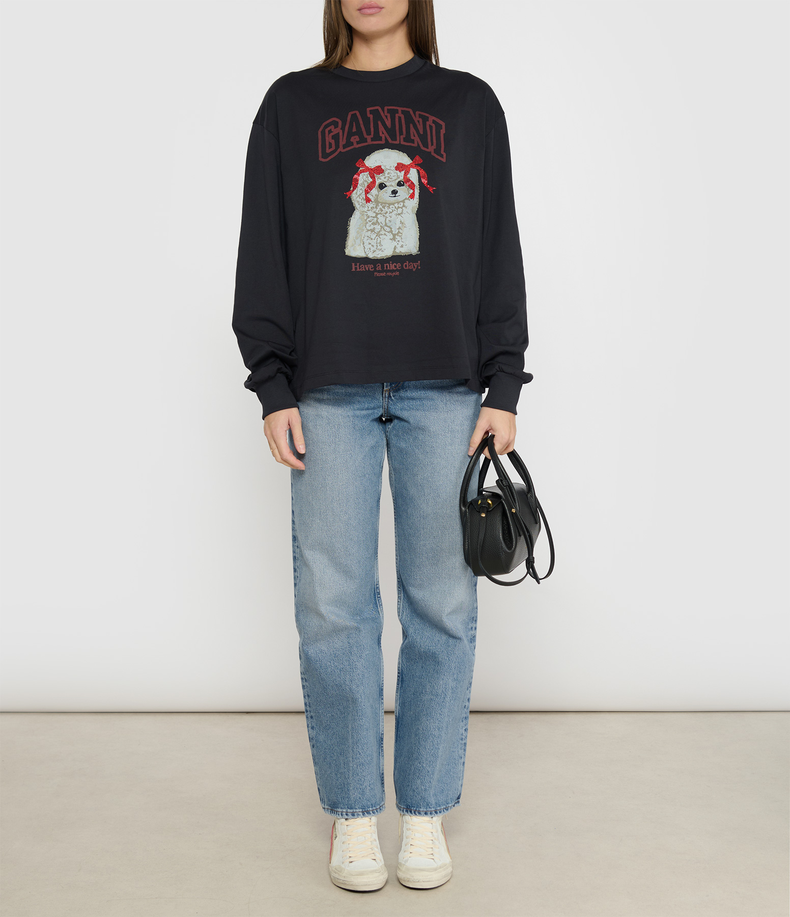 Basic Cotton Relaxed Fit T-shirt with Puddle Print – Phantom