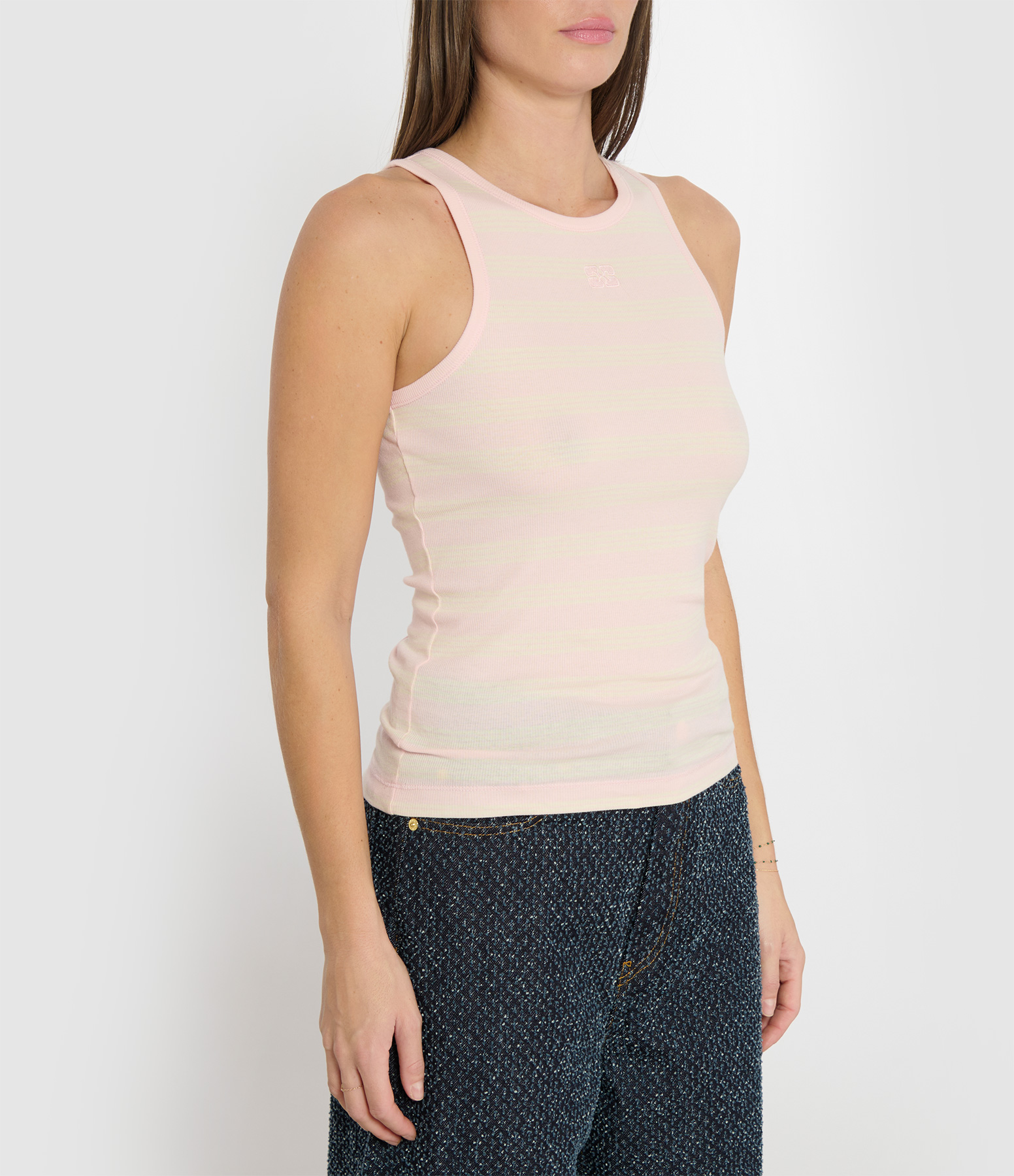 Soft Cotton Rib Tank Top in Chalk Pink