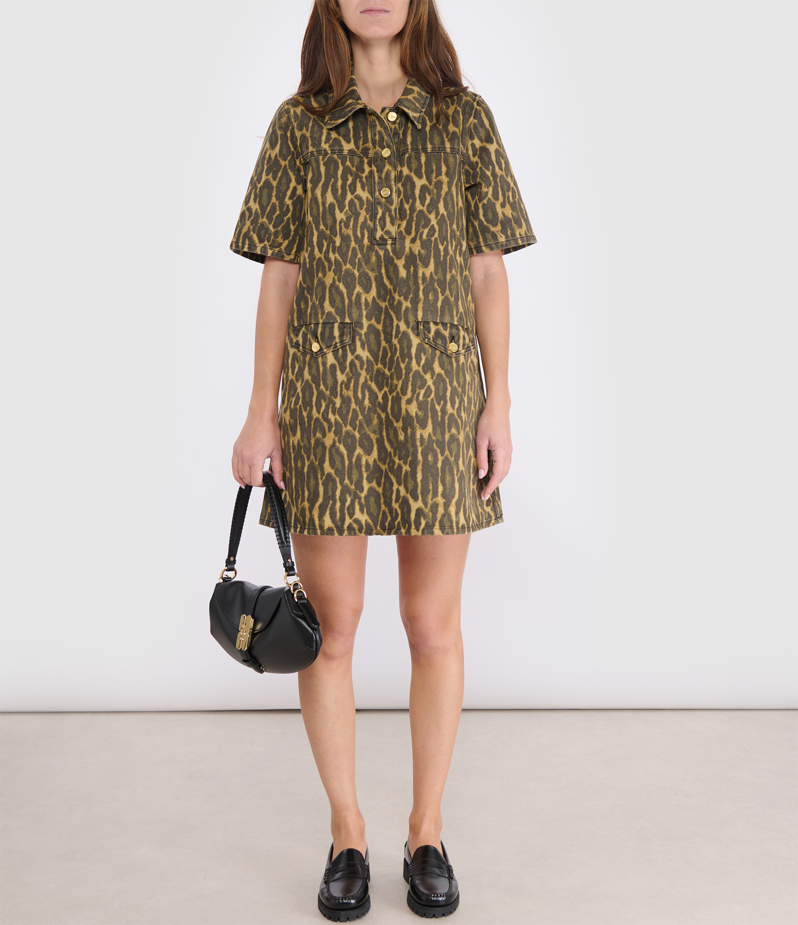 Khaki Denim Print Dress