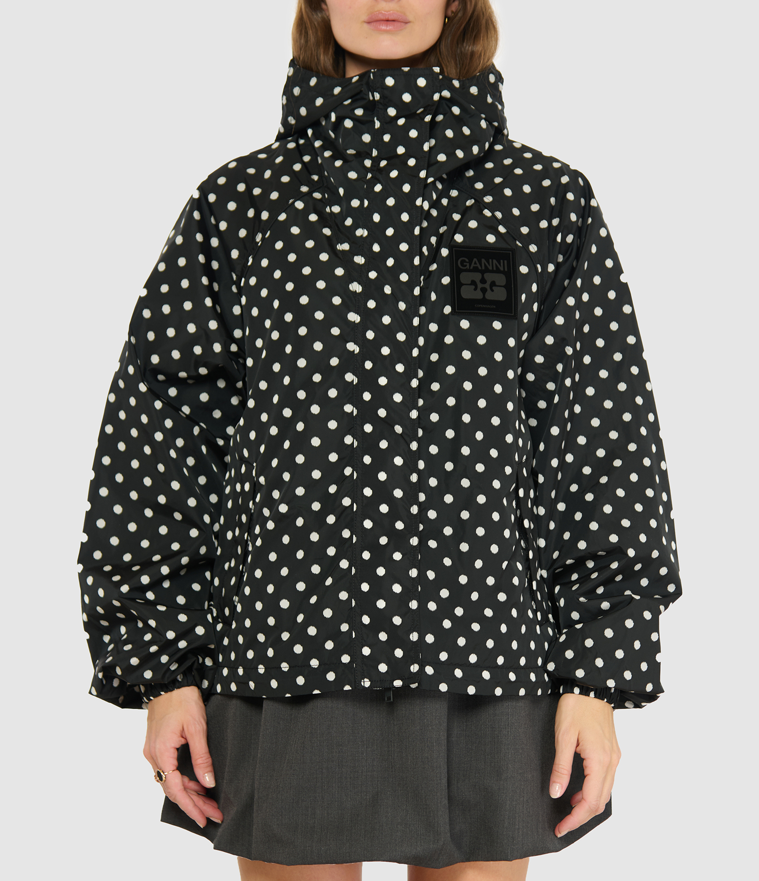 Black printed nylon Flyweight jacket