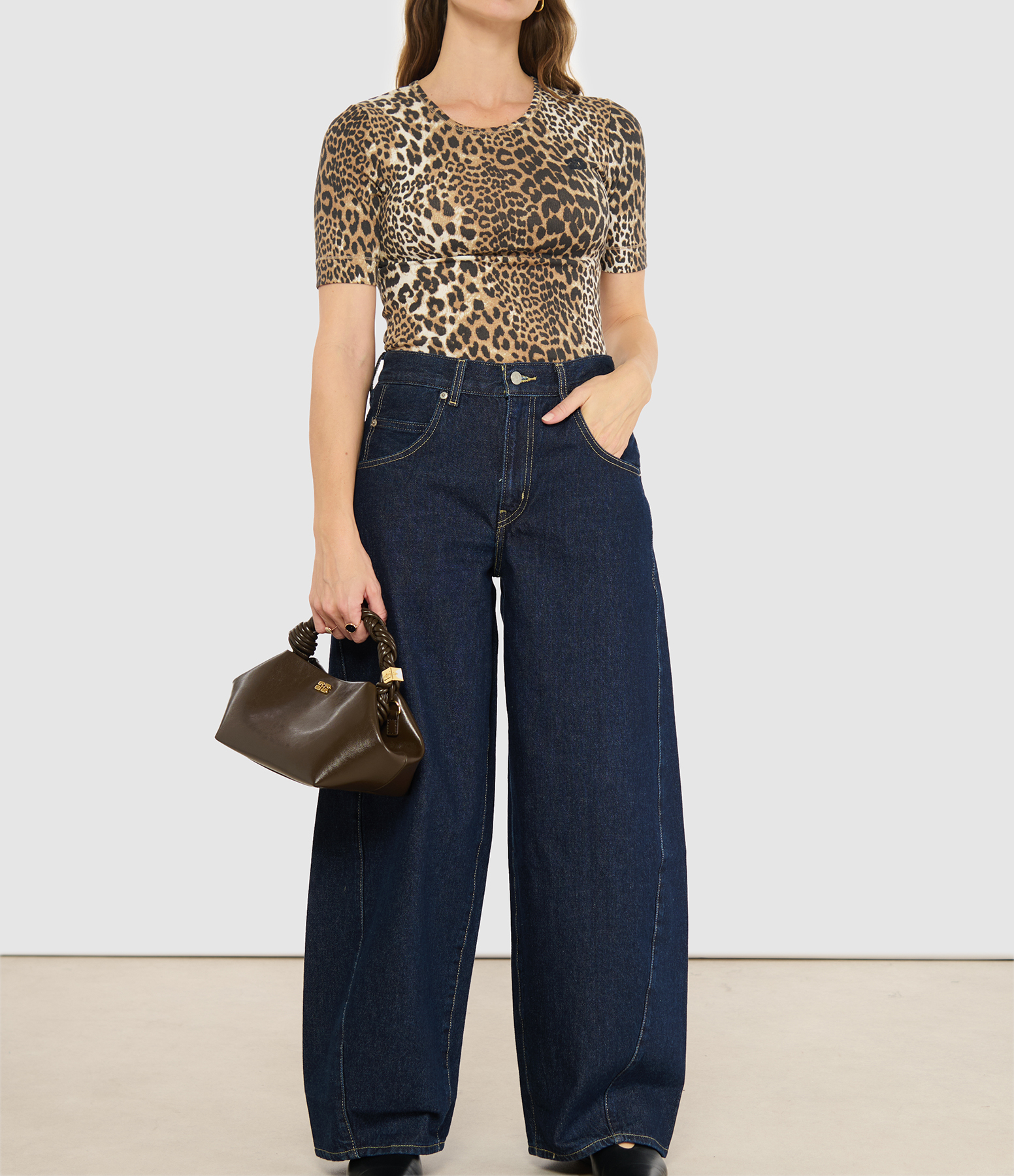 Soft Cotton Ribbed Short-Sleeved T-Shirt with 'Almond Milk' Print