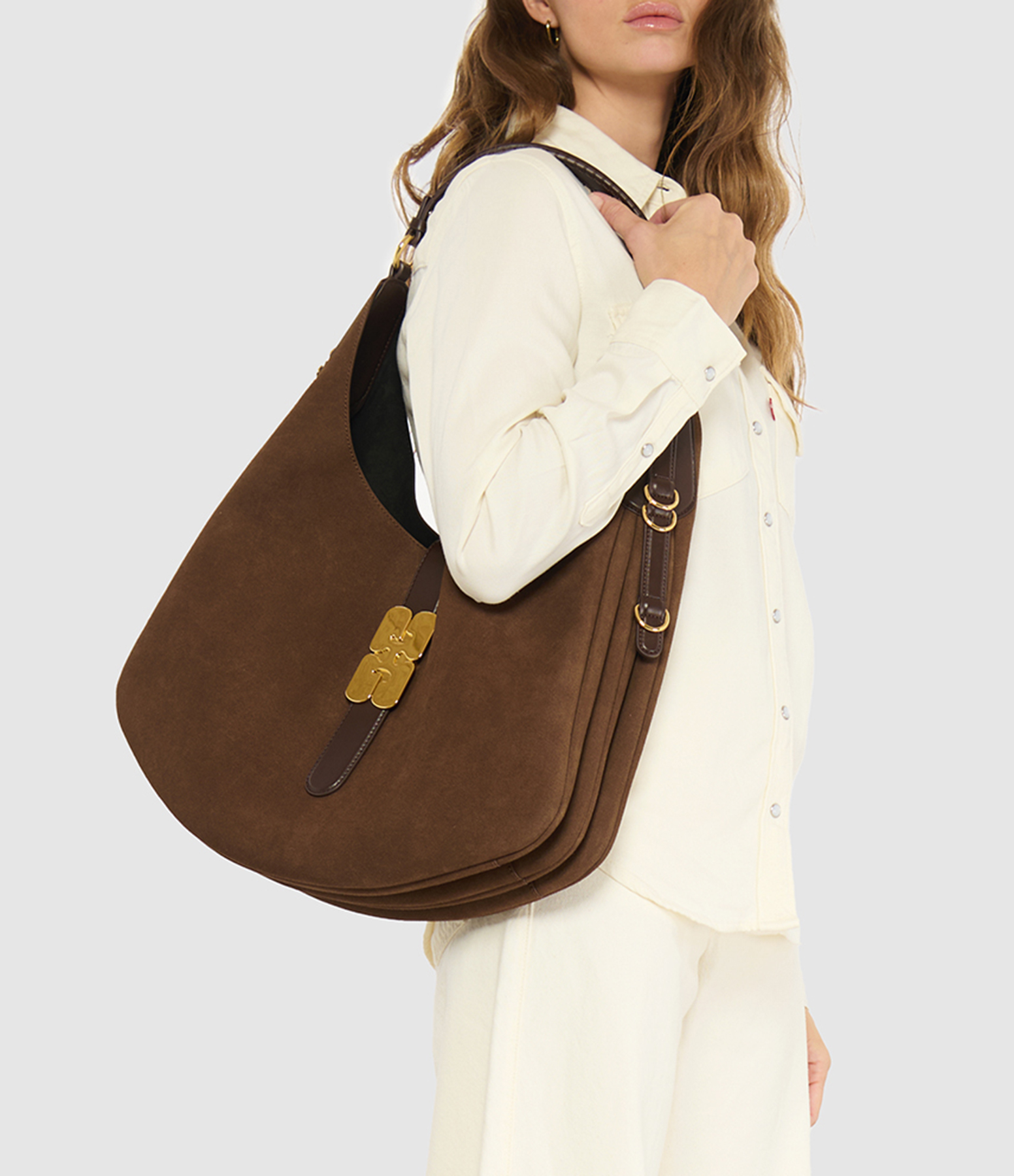 Kat Large Suede Bag in Chicory Coffee