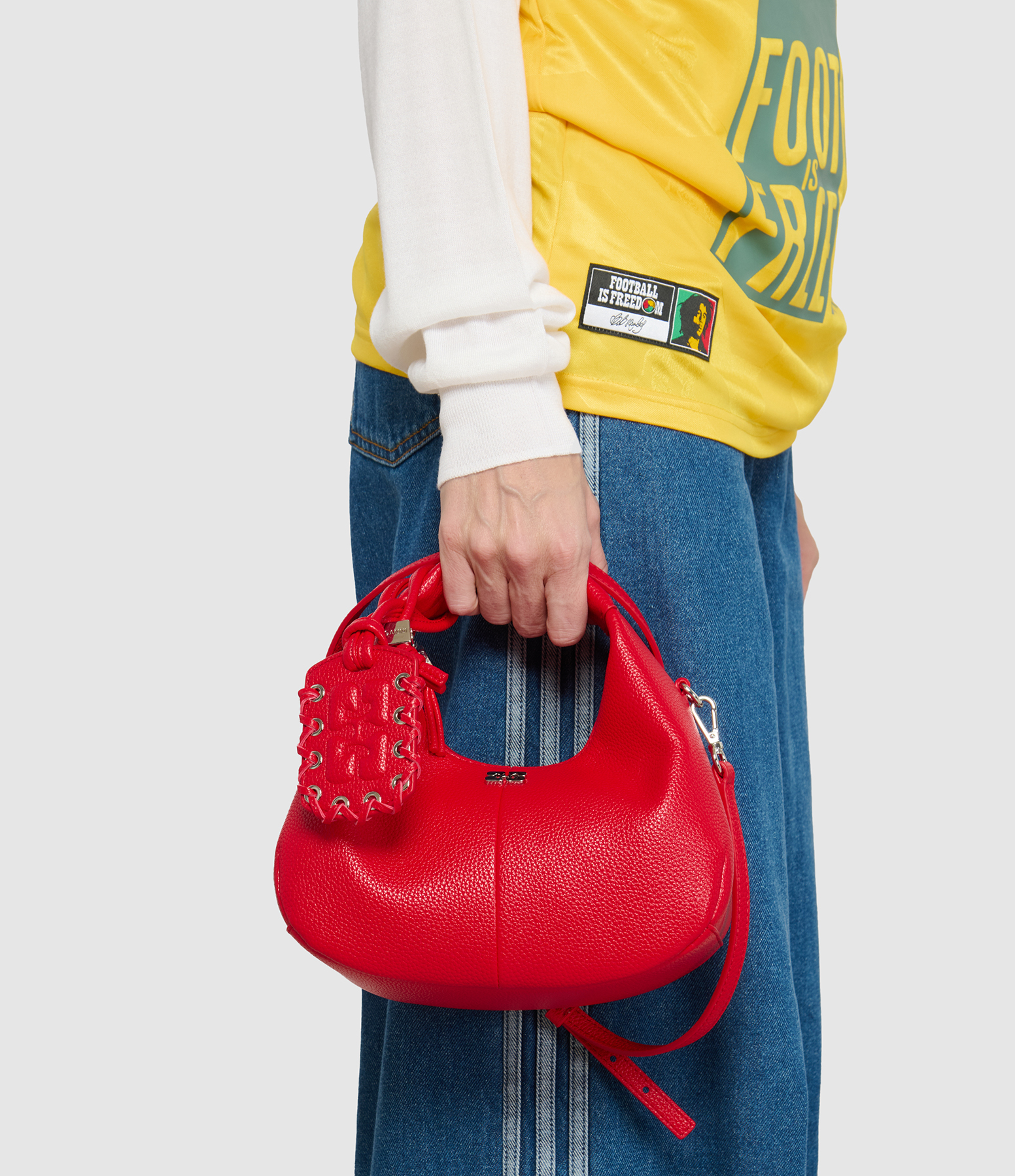 Goji Berry Mini Grained Hobo Bag