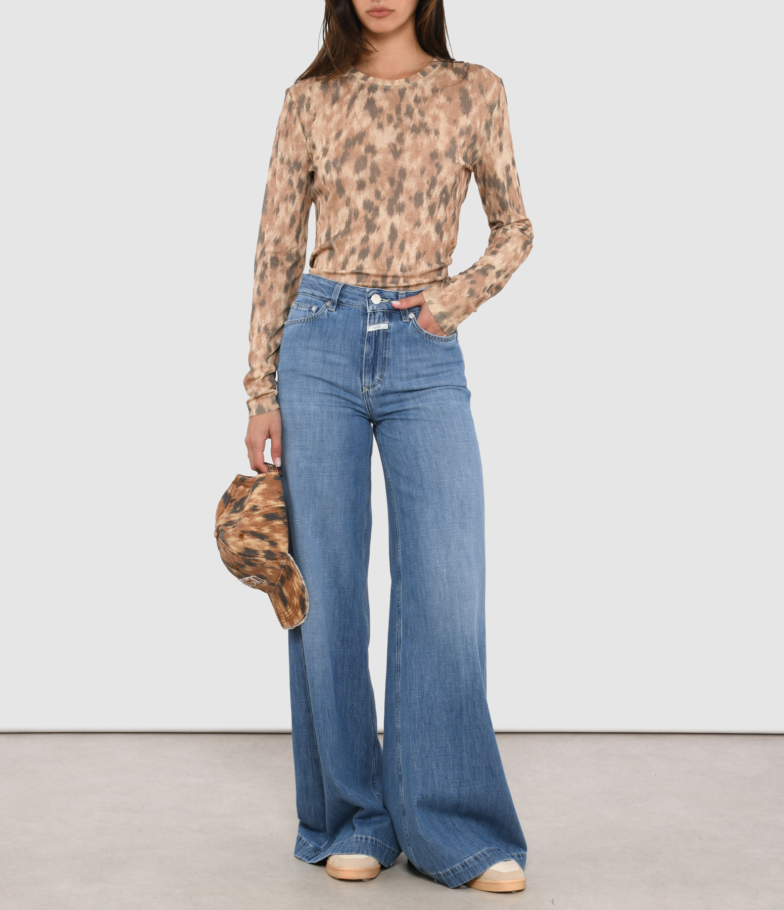 Burro Printed Marl Mesh Top