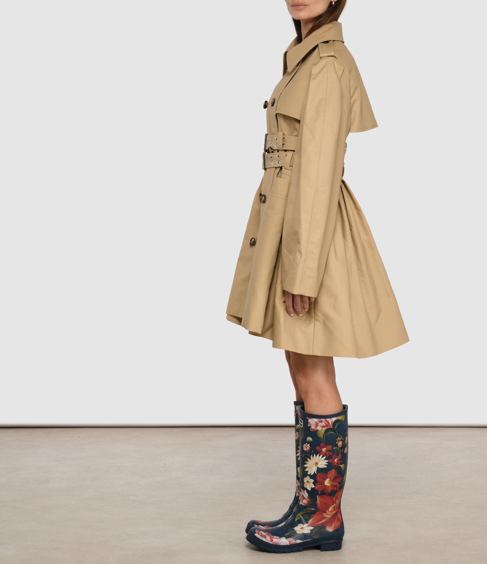 Warm Sand Peplum Trench Coat