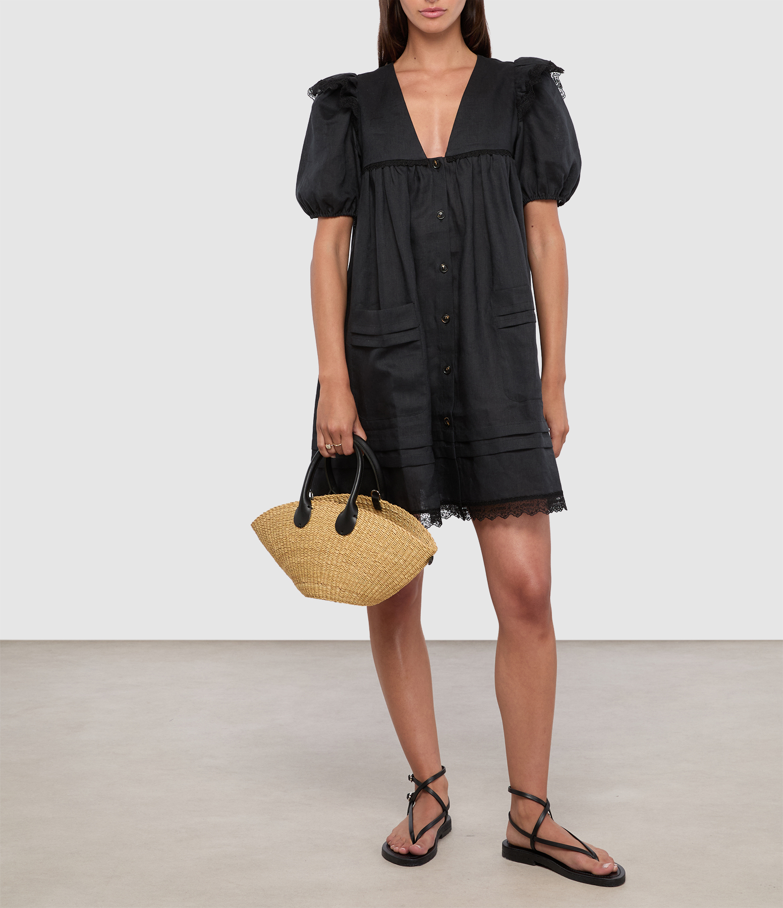 Light Linen Angel Black Dress