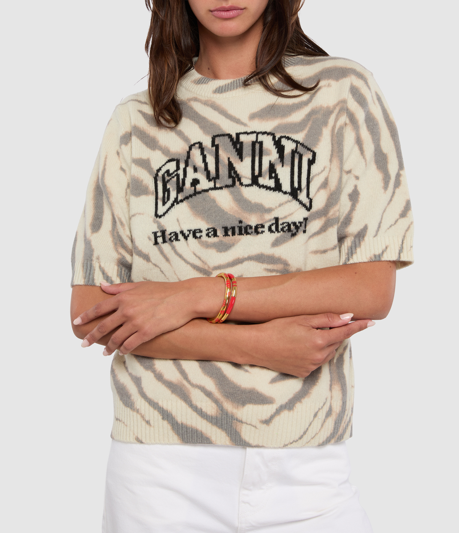 Egret Graphic Wool-Printed T-shirt