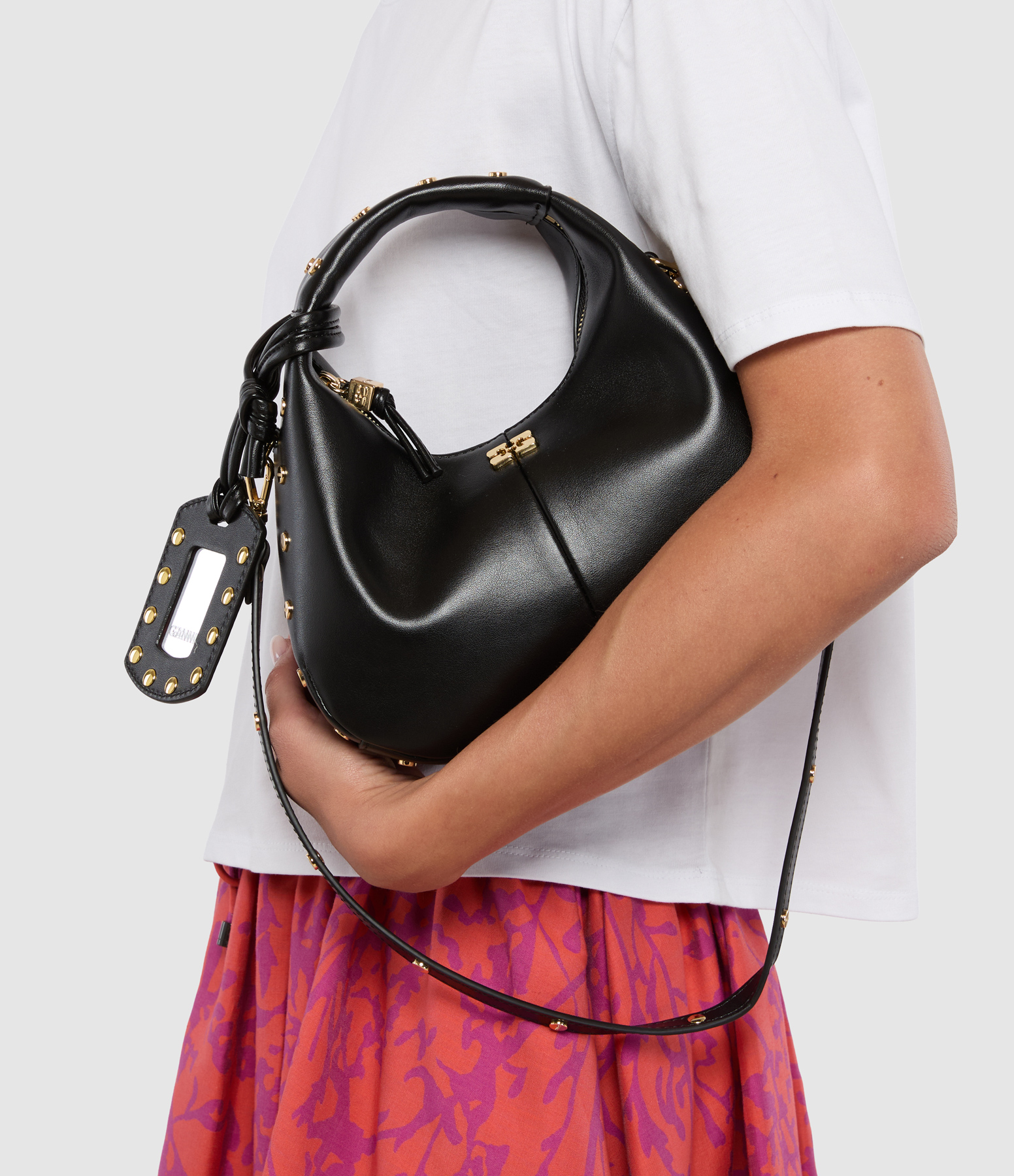 Mini Studs Black Hobo Bag