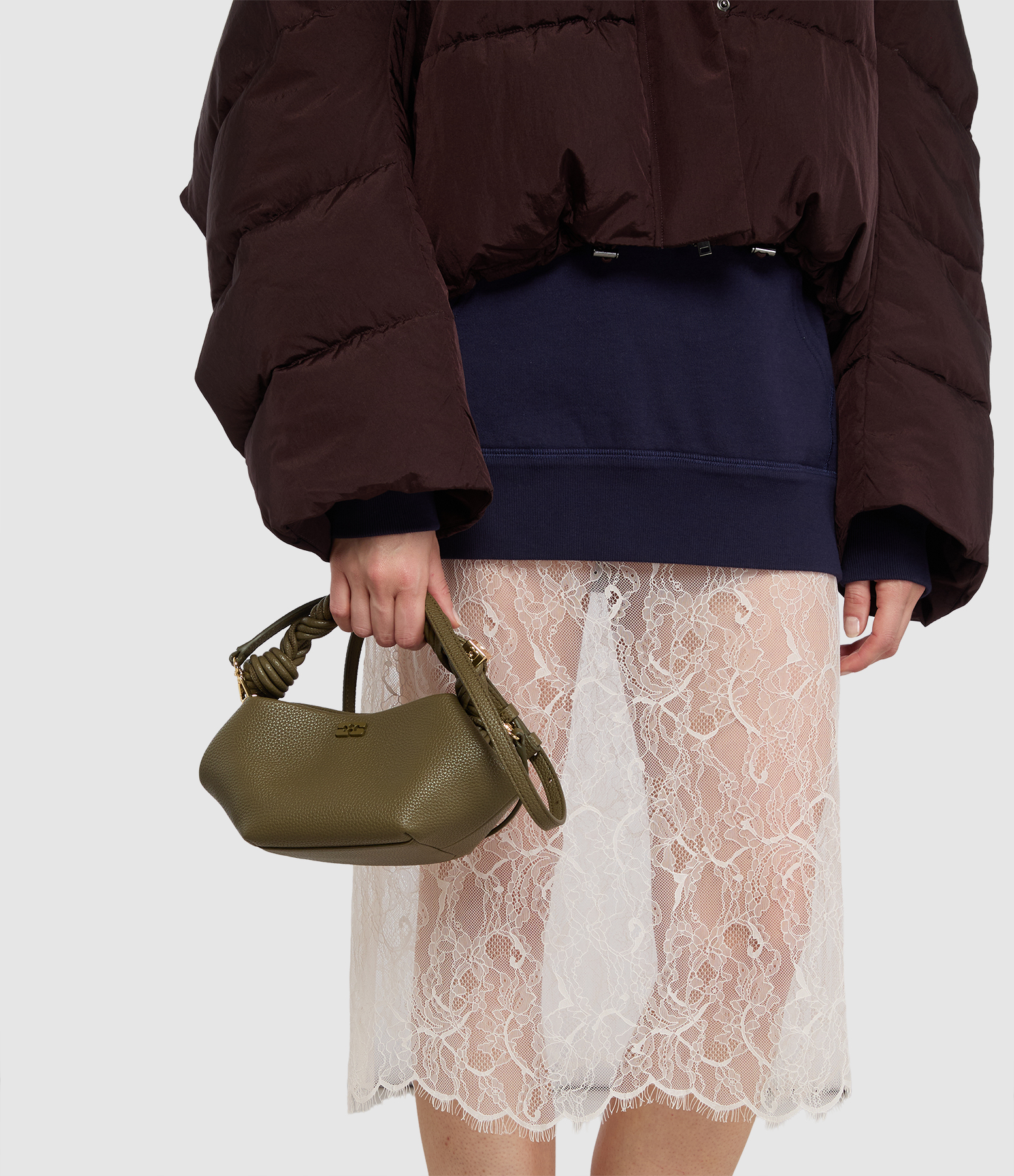 Small Bou Grained Military Olive Bag