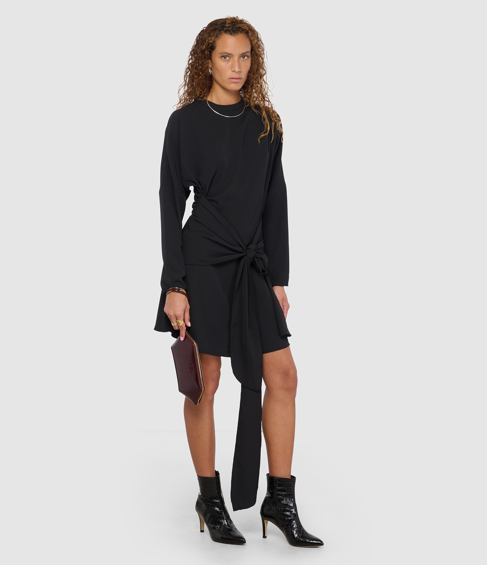 Black Draped Cady Crepe Dress