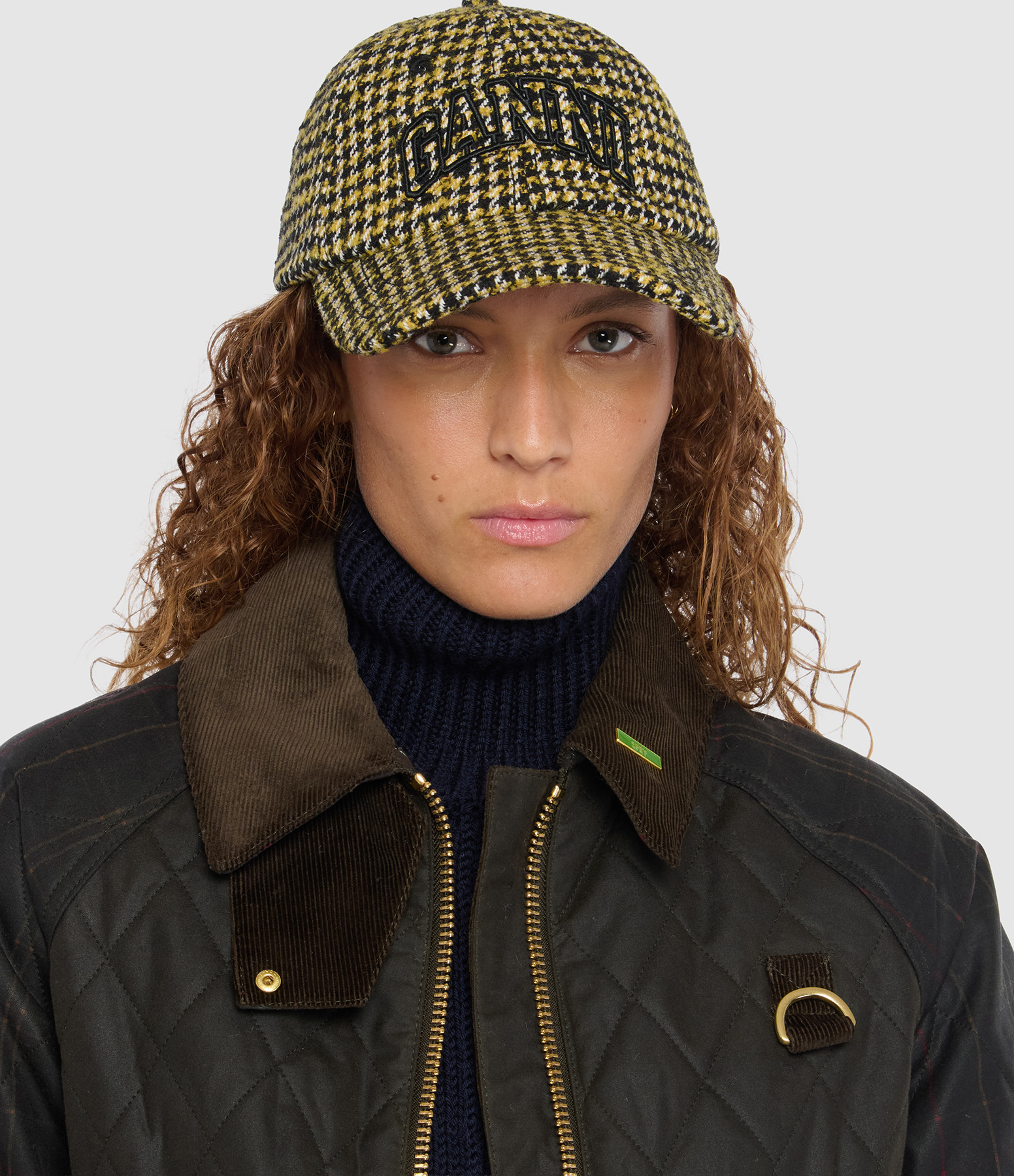 Blazing Yellow Woollen Check Cap