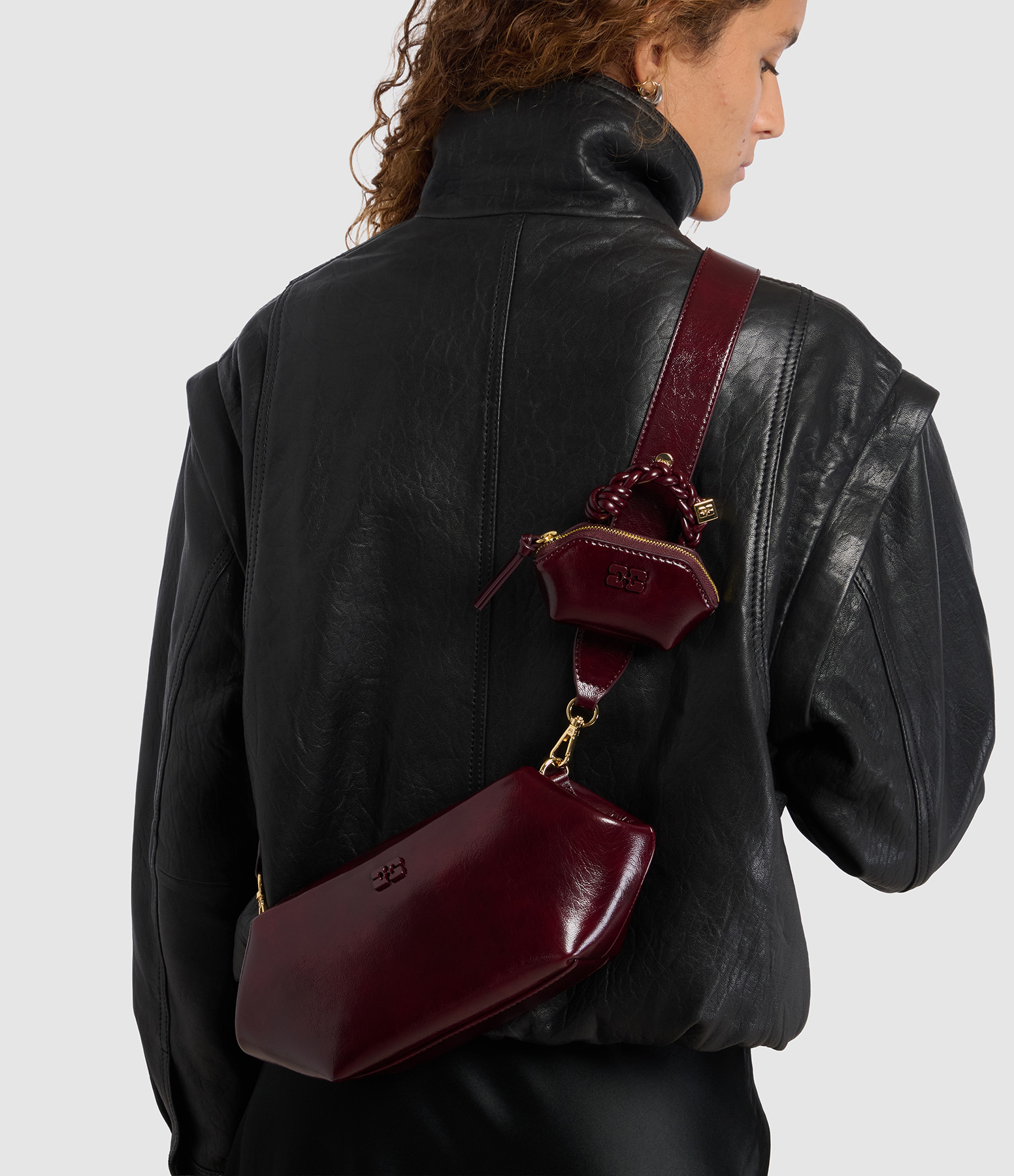 East West Deep Shine Burgundy Bag
