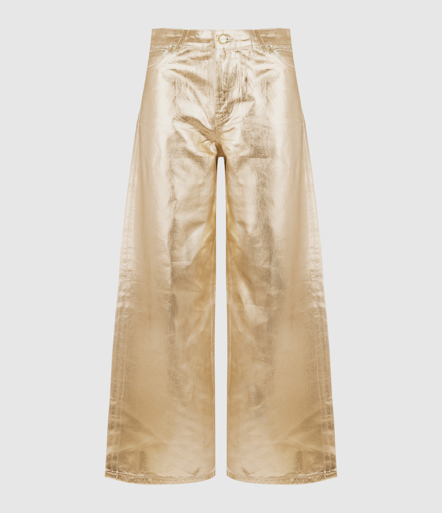 Egret Wide-Leg Foil Denim Trousers
