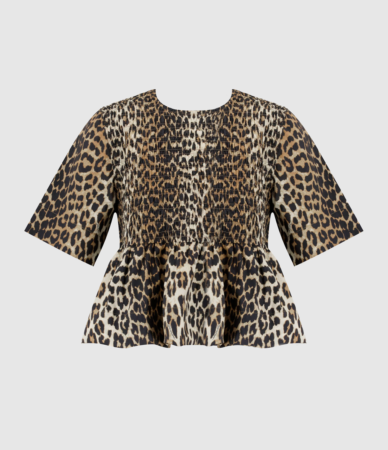 Leopard-print smocked blouse