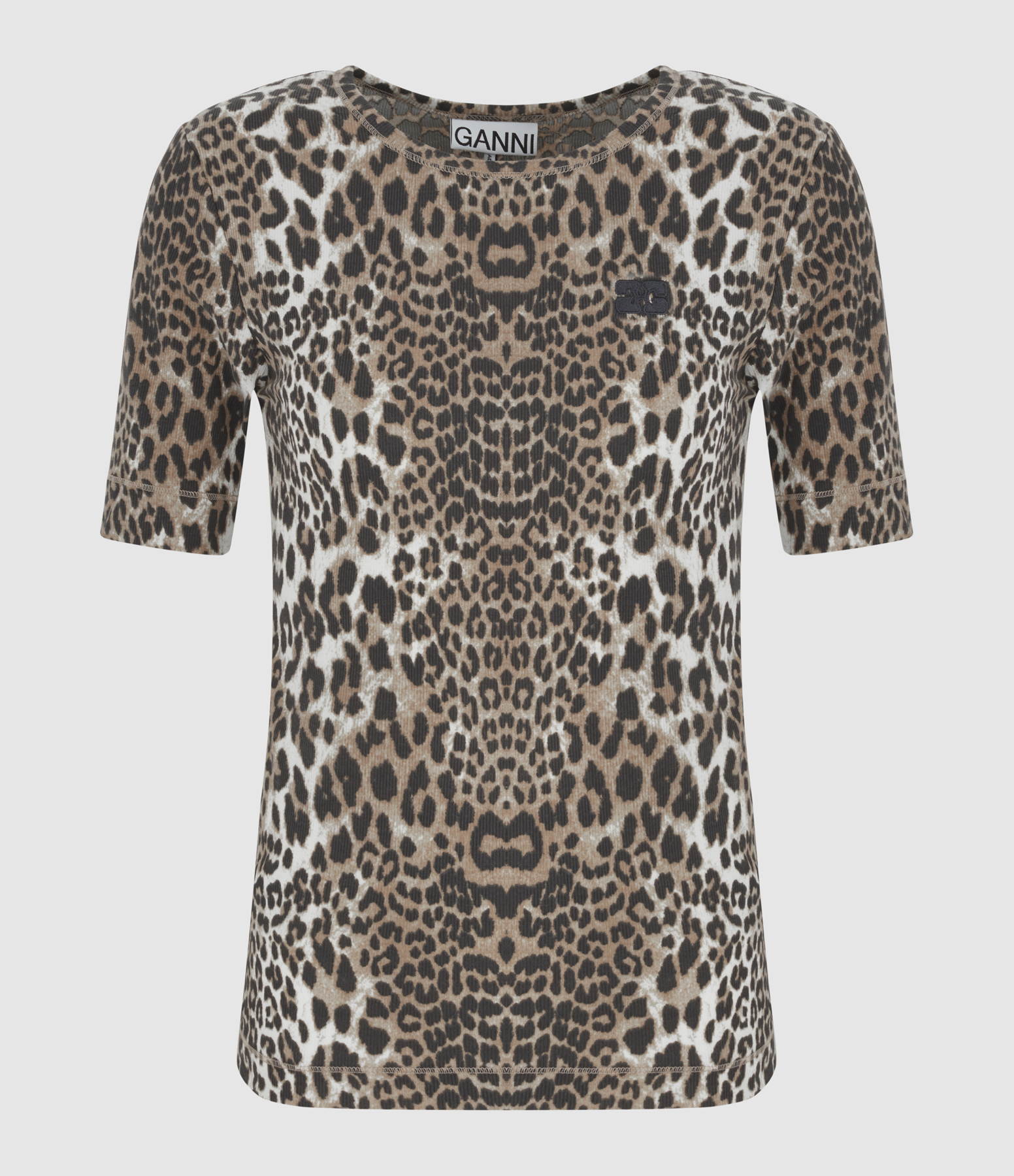 Soft Cotton Ribbed Short-Sleeved T-Shirt with 'Almond Milk' Print