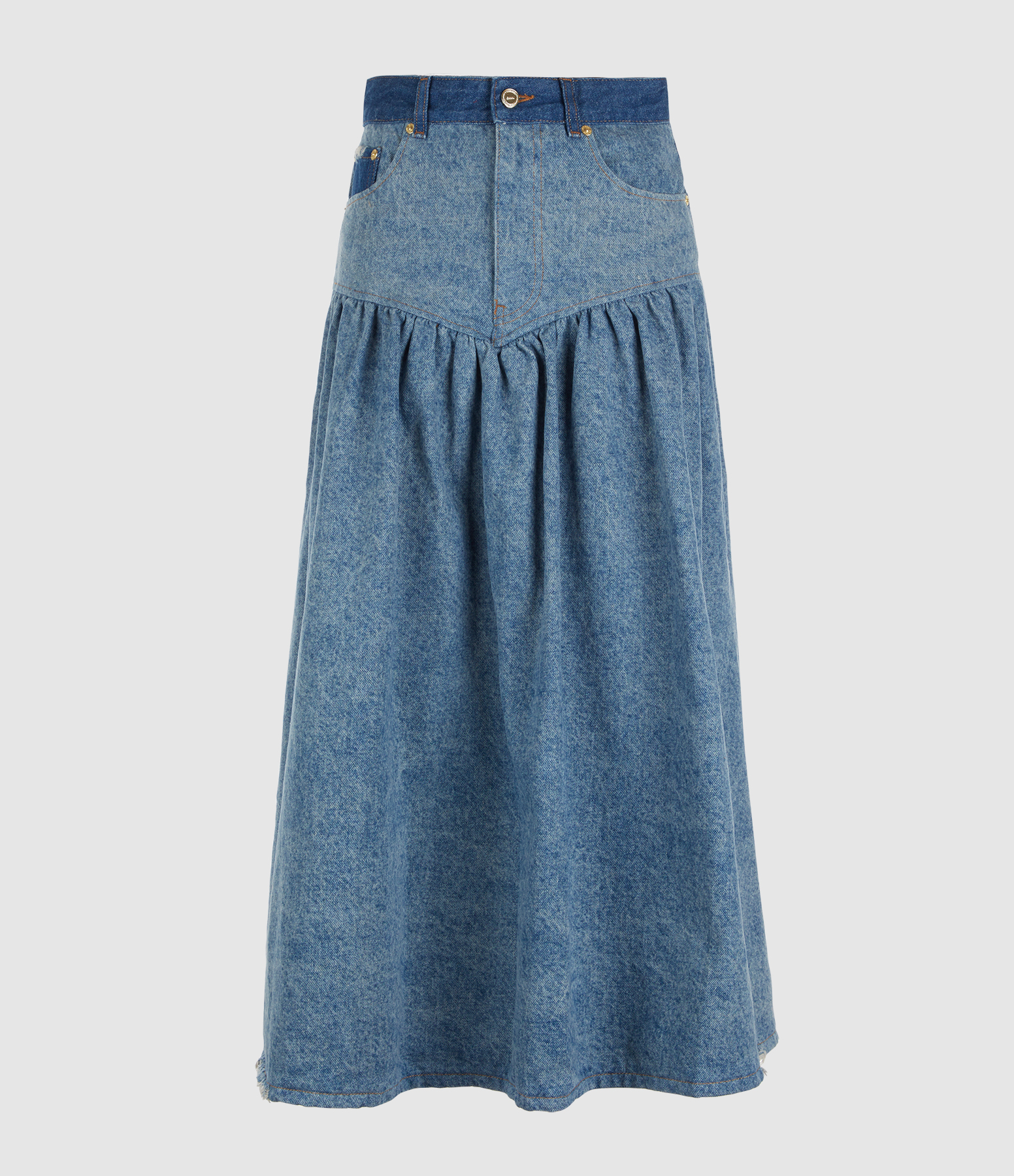 Vintage Mid-Blue Denim Patchwork Skirt