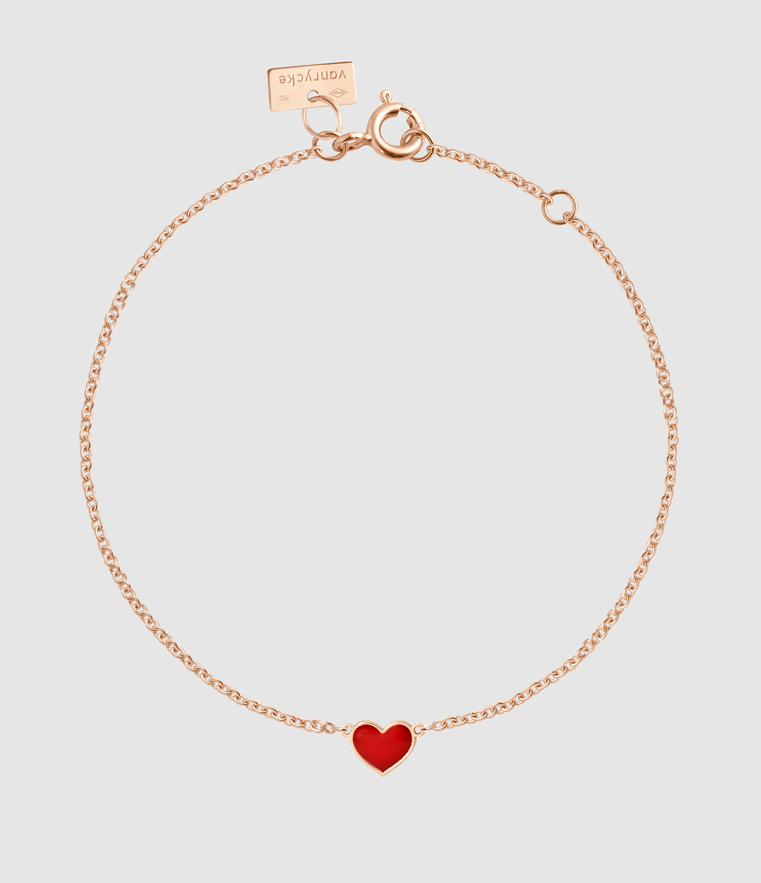 Red and Rose Gold Enamelled Heart Emoji Bracelet