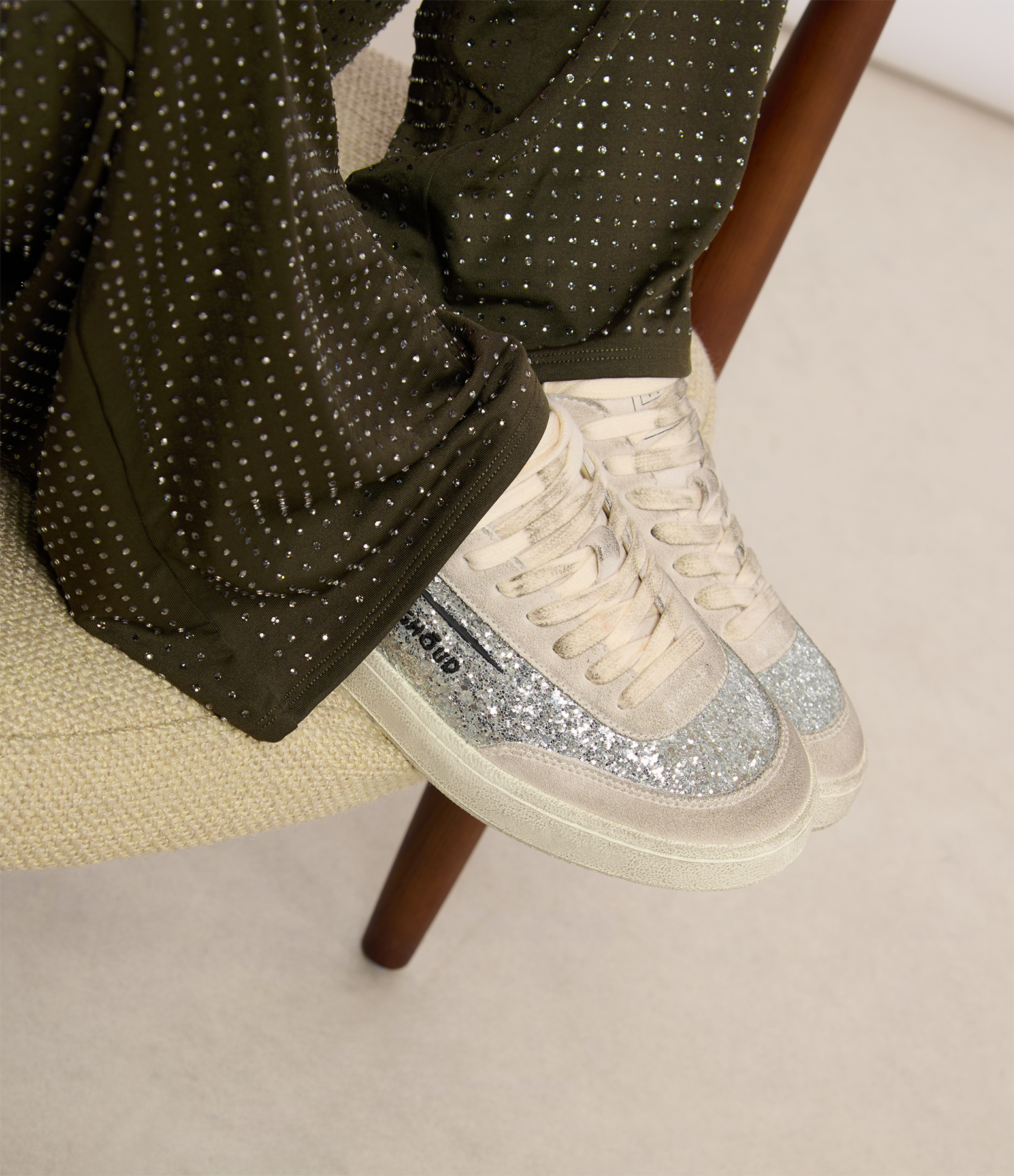 Lido Br Glitter Suede Silver Trainers