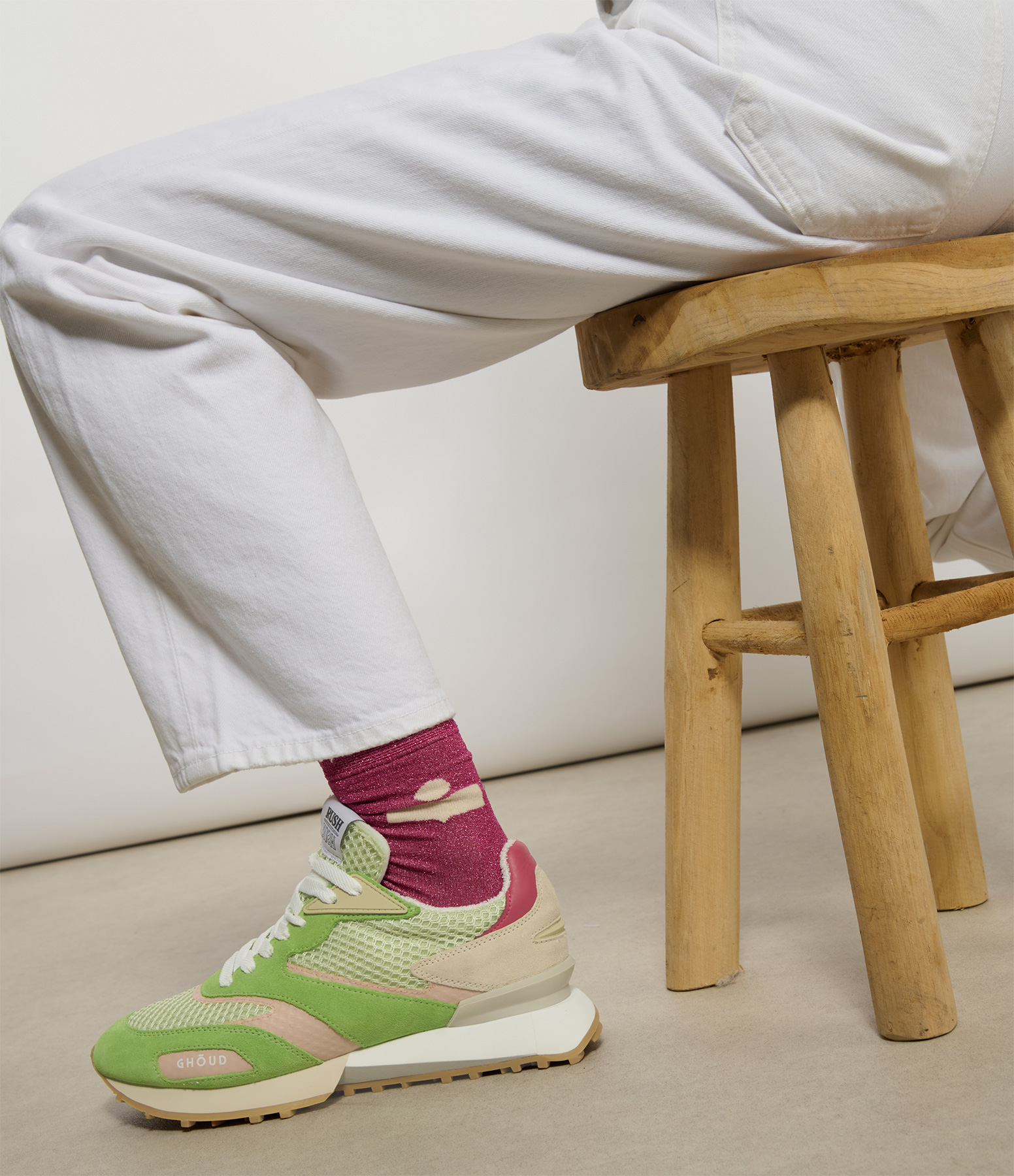 Rush Groove 2.0 Low Women’s Mesh and Suede Trainers – Green and Fuchsia