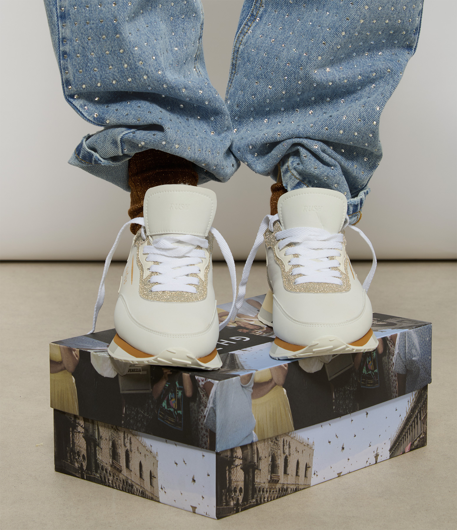 Rush Multi Low Women’s Trainers – Leat Py Glt Wht Gold Fur
