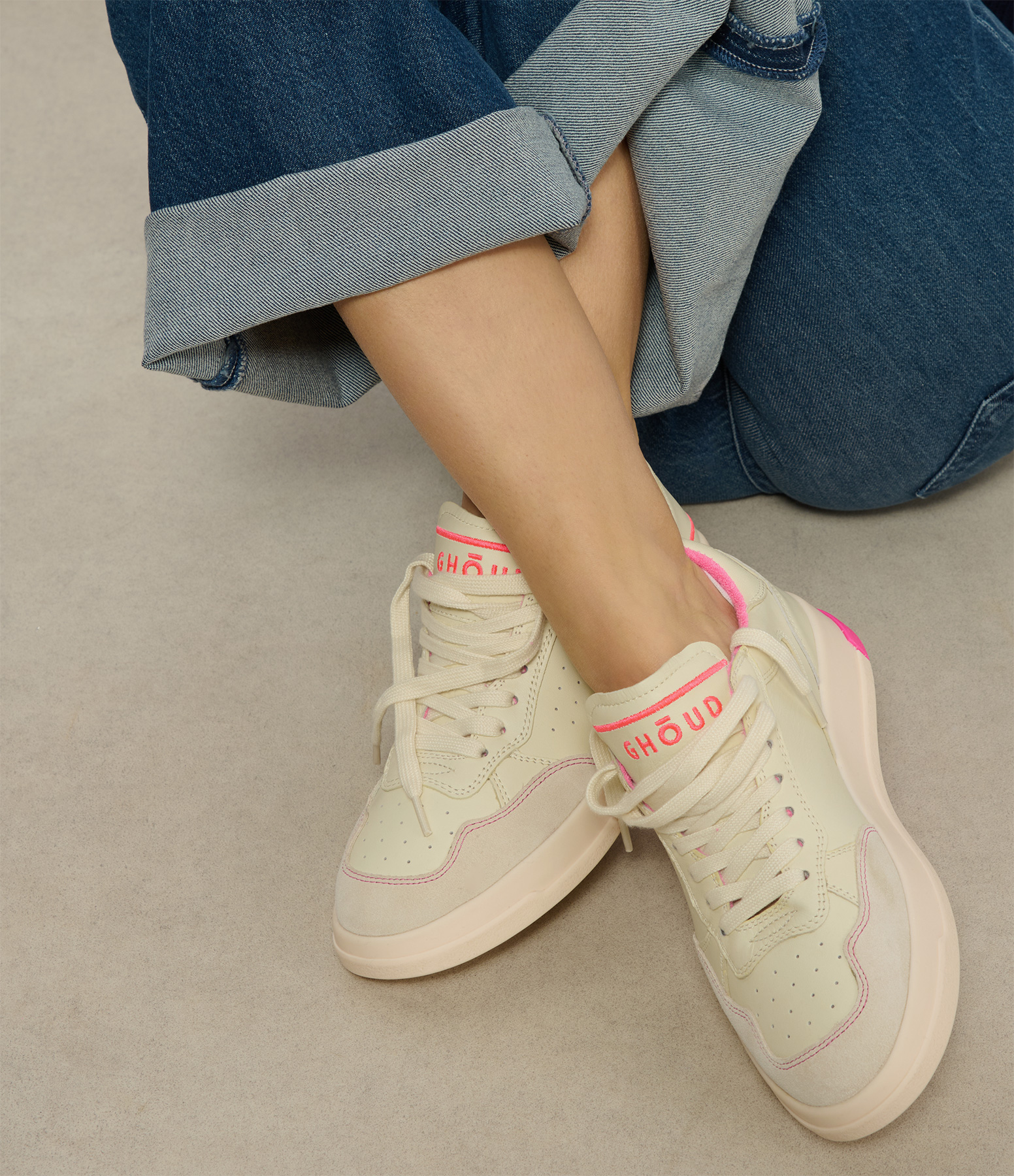 Tweener Low Women’s Trainers in Fluorescent Leat Cream Fuchsia