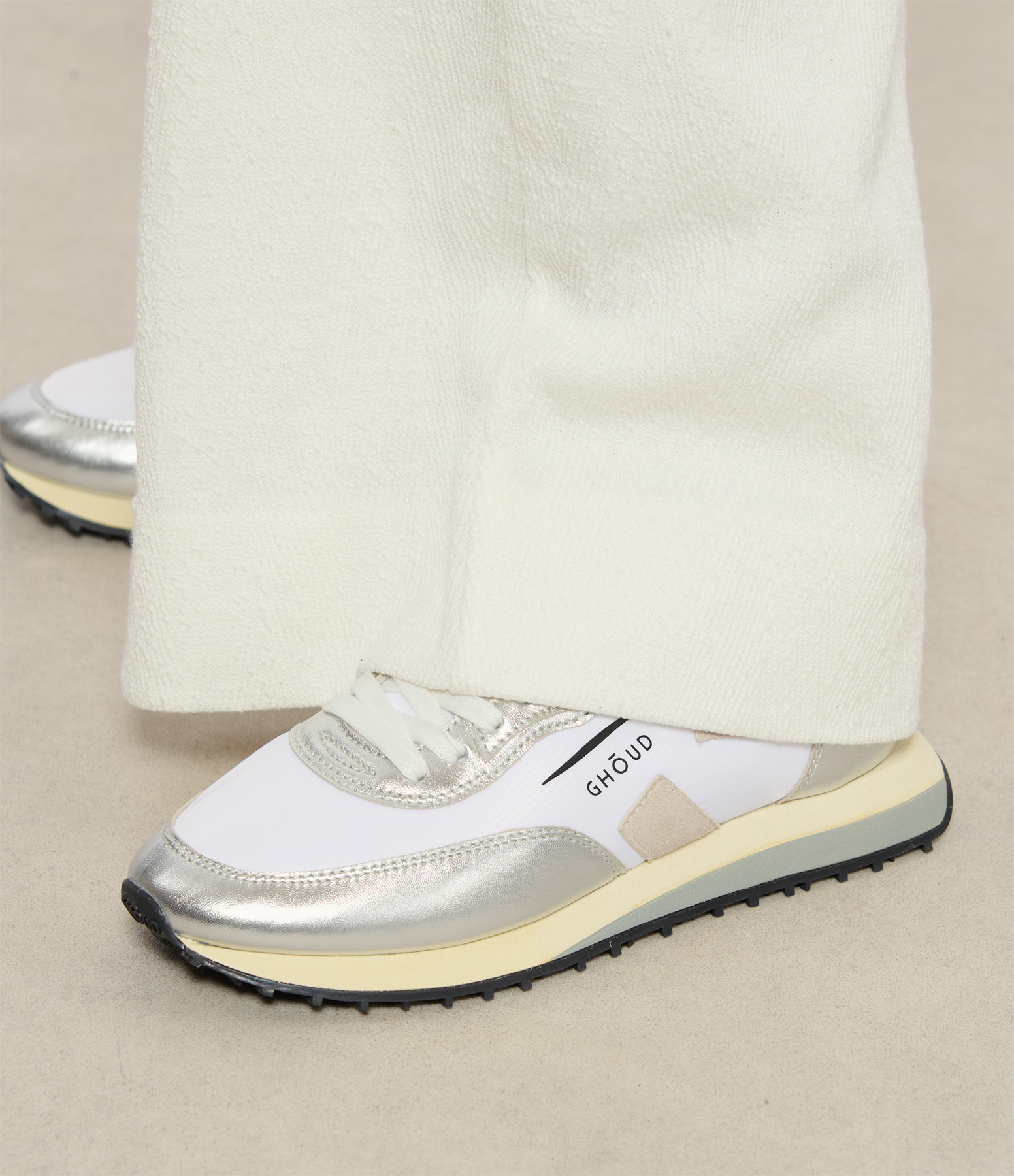 Rush Leather Trainers – White and Silver