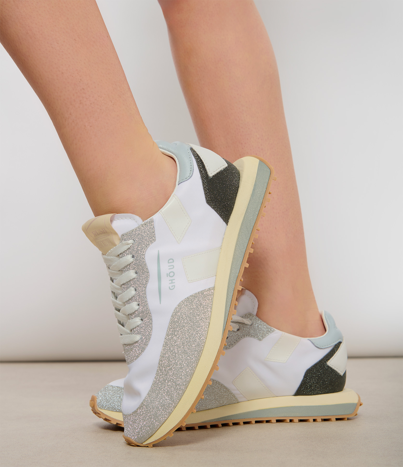 Star Leather Trainers – Silver and Black