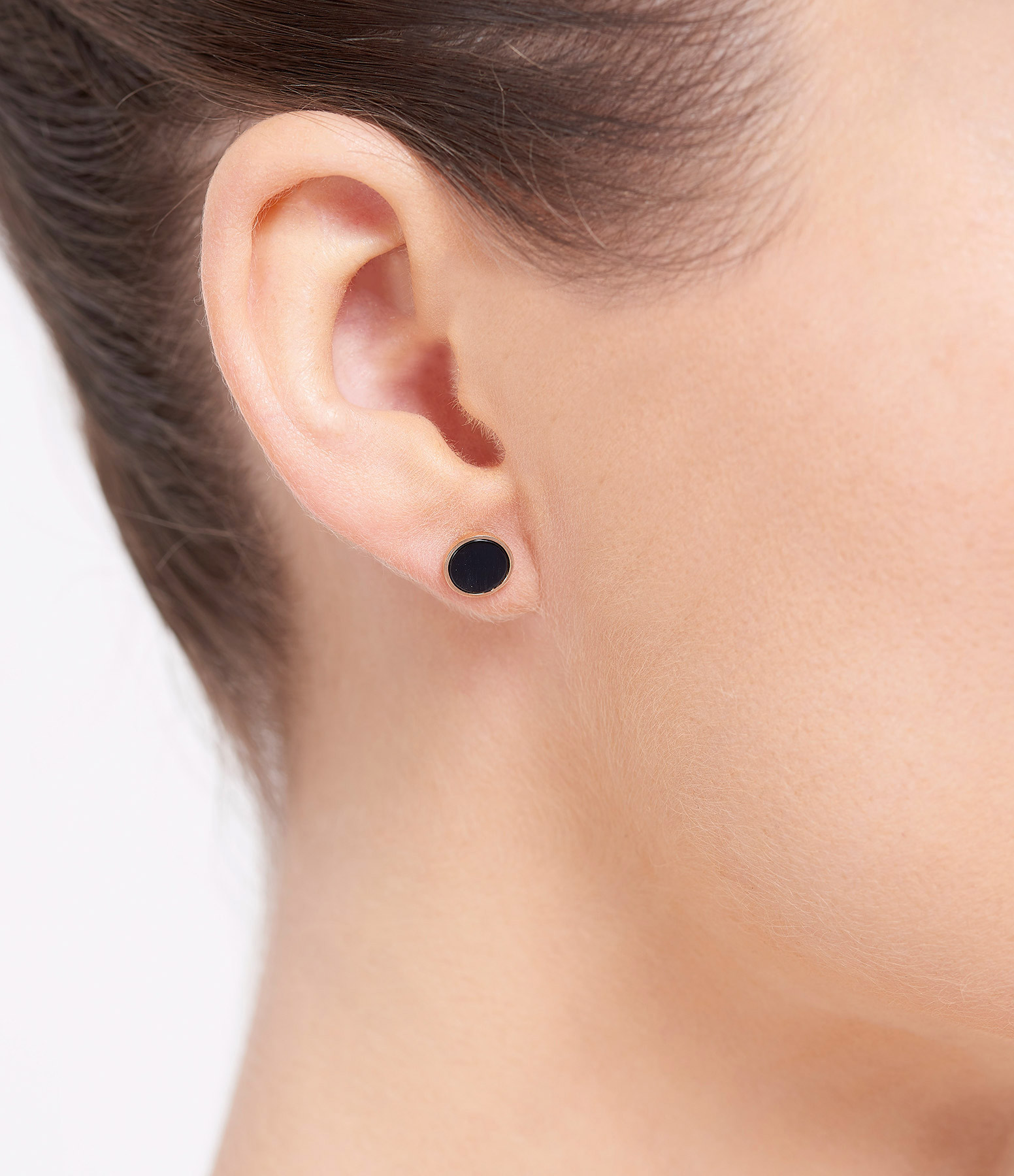 Ever Disc Onyx Rose Gold Earrings