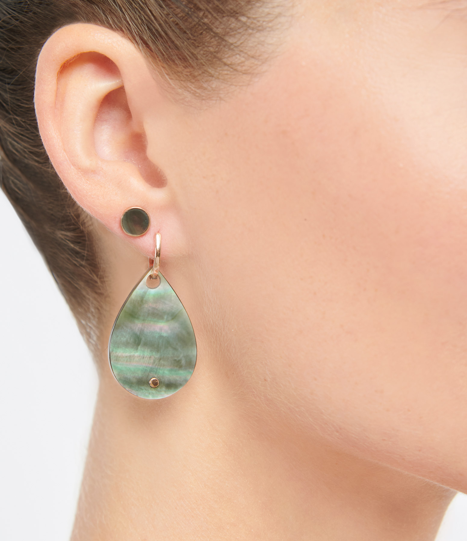 Ever Disc Black Mother-of-Pearl Rose Gold Earrings