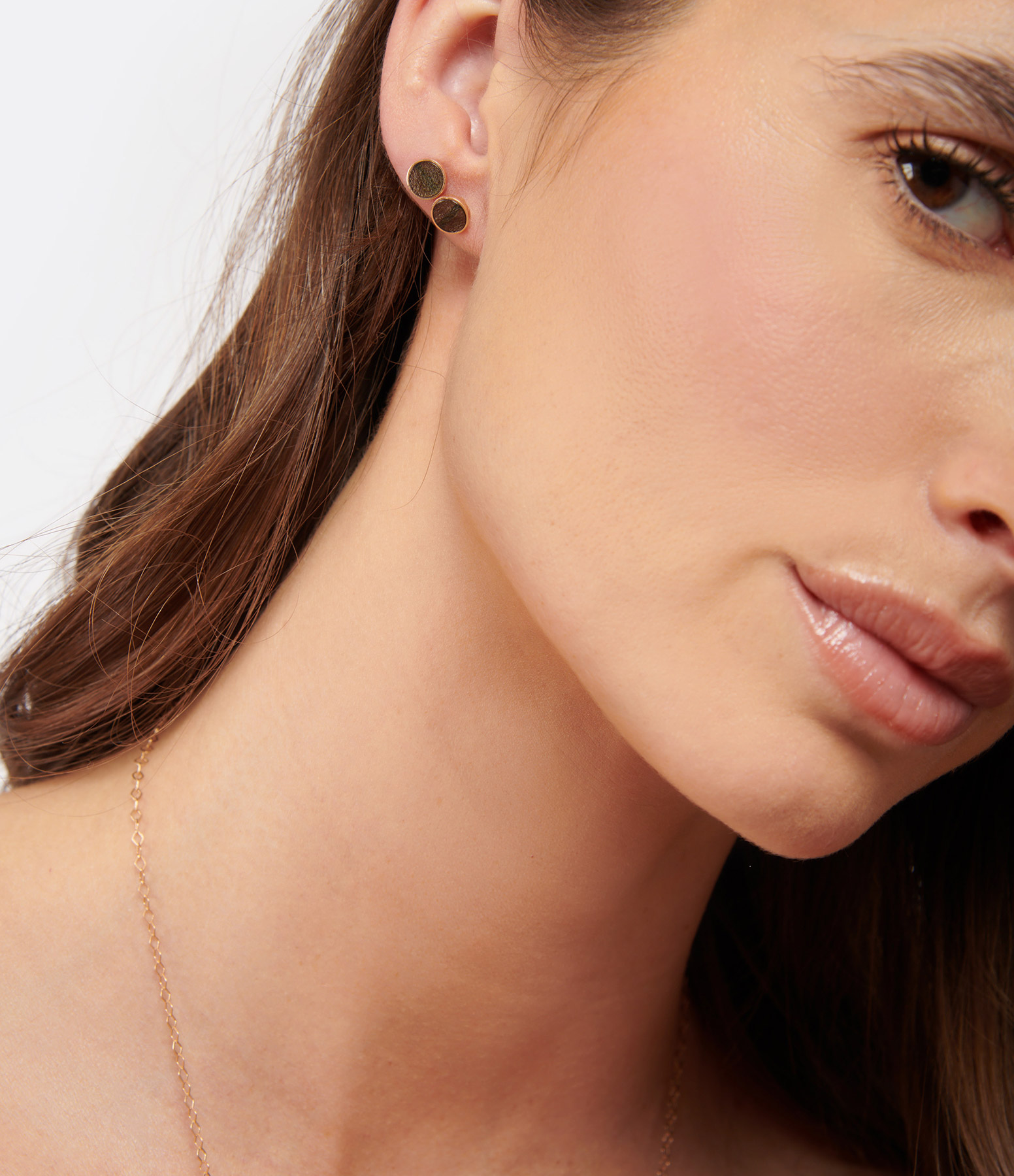 Ever Disc Obsidian Rose Gold Earrings