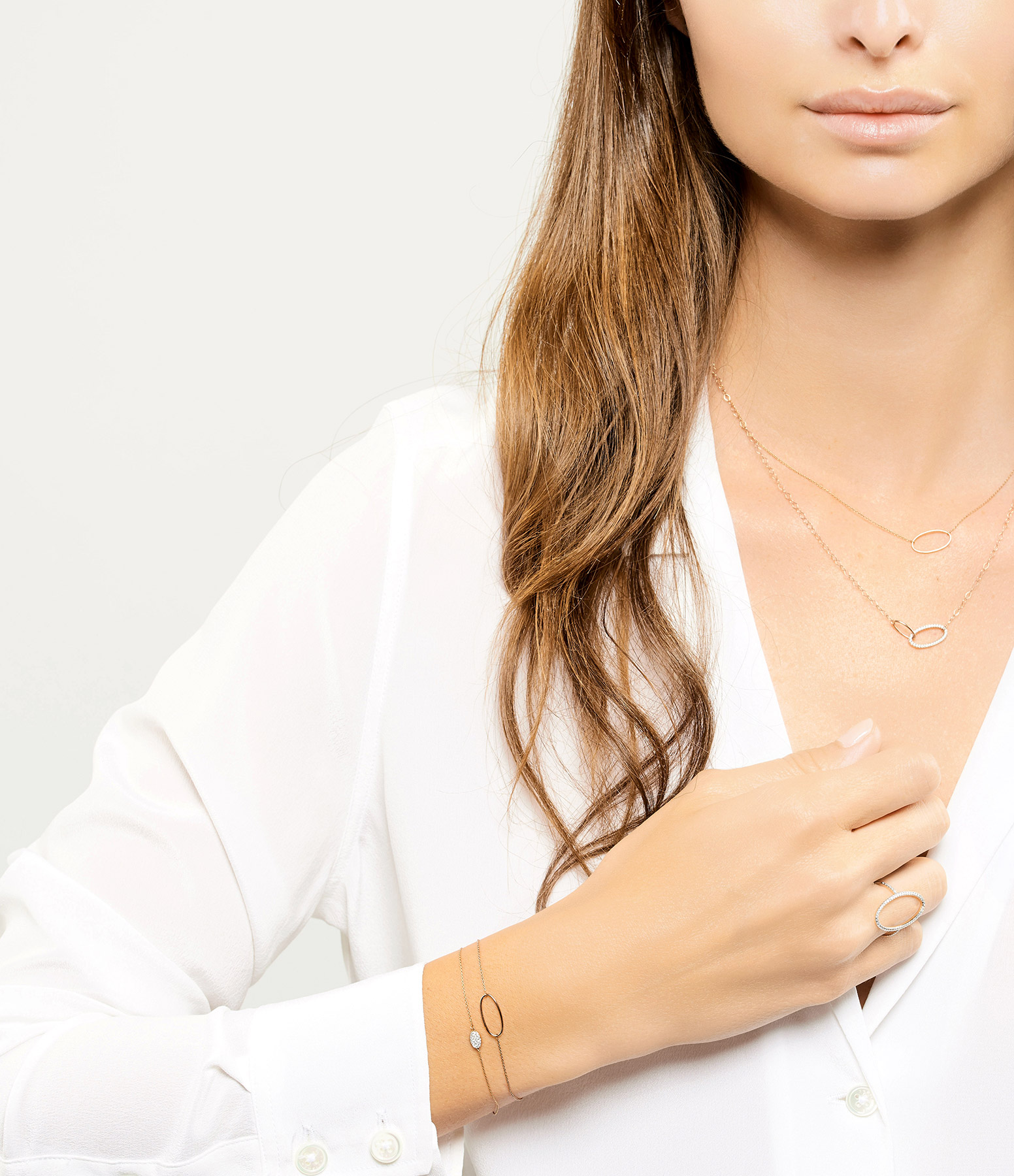 Ellipses & Sequins Rose Gold and Diamond Bracelet