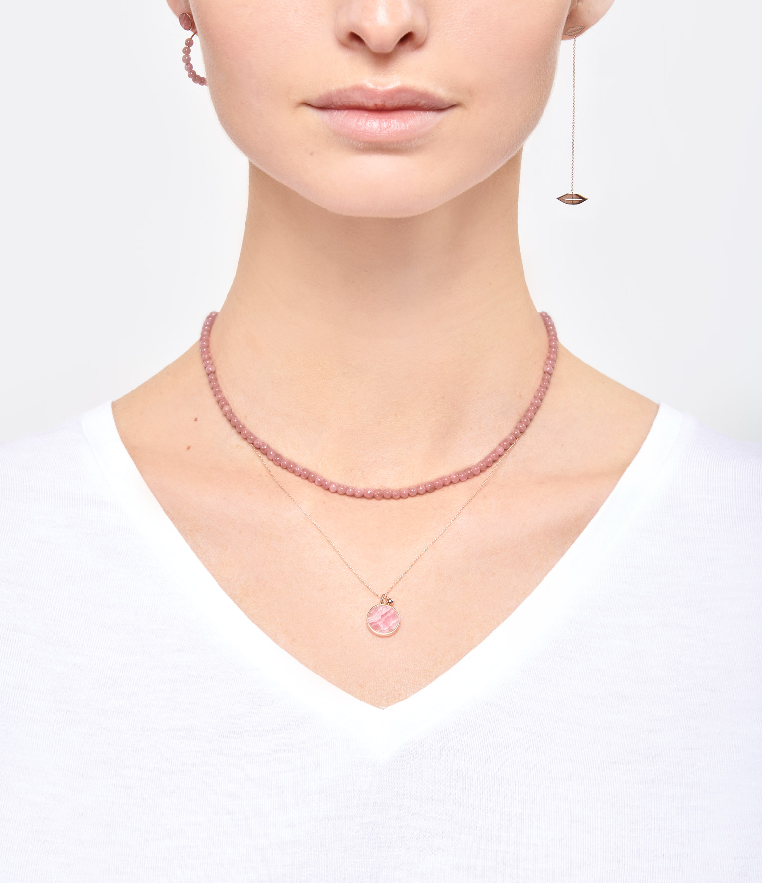 Ever Disc Rhodochrosite Rose Gold Necklace