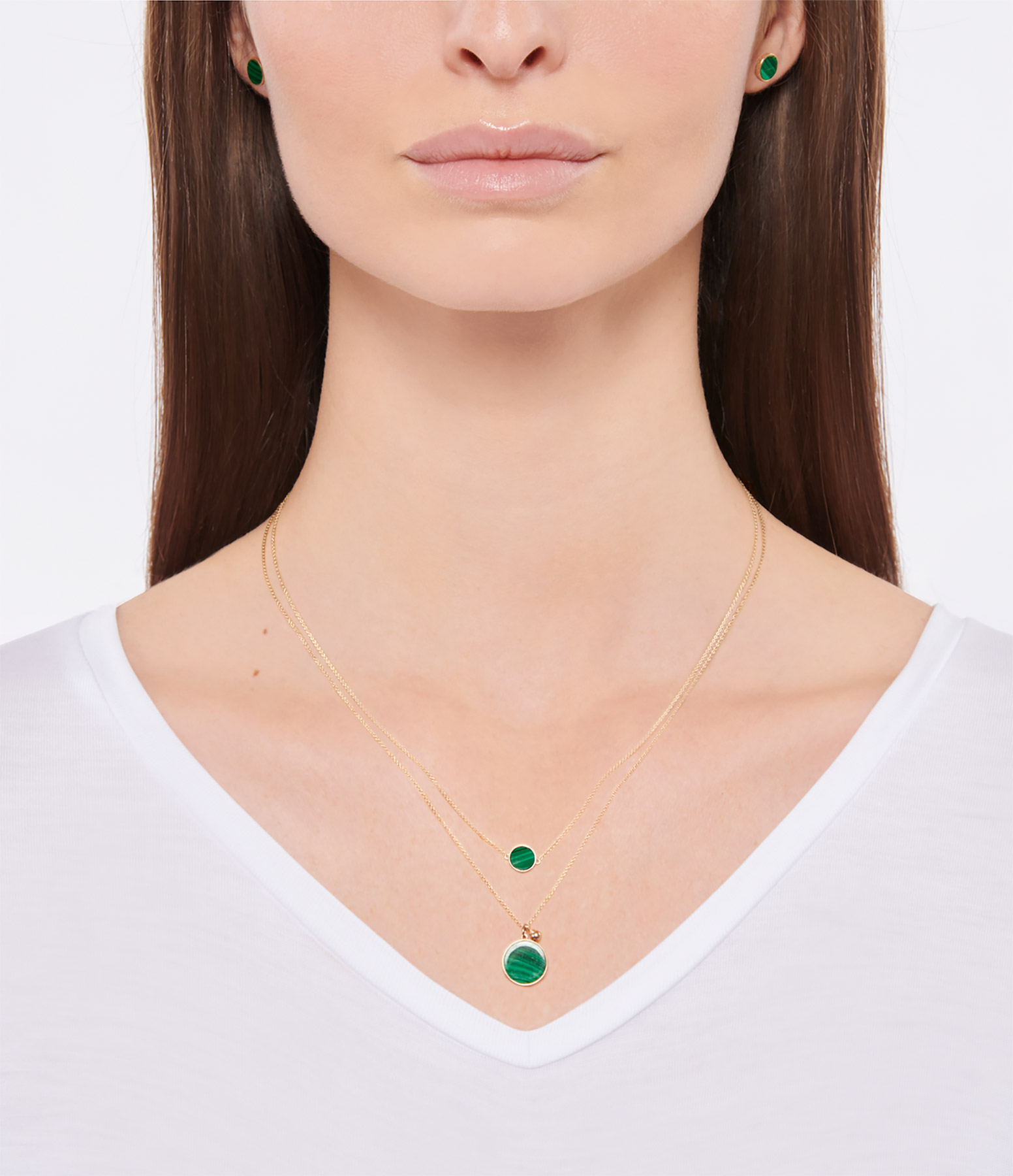 Ever Disc Malachite Rose Gold Necklace