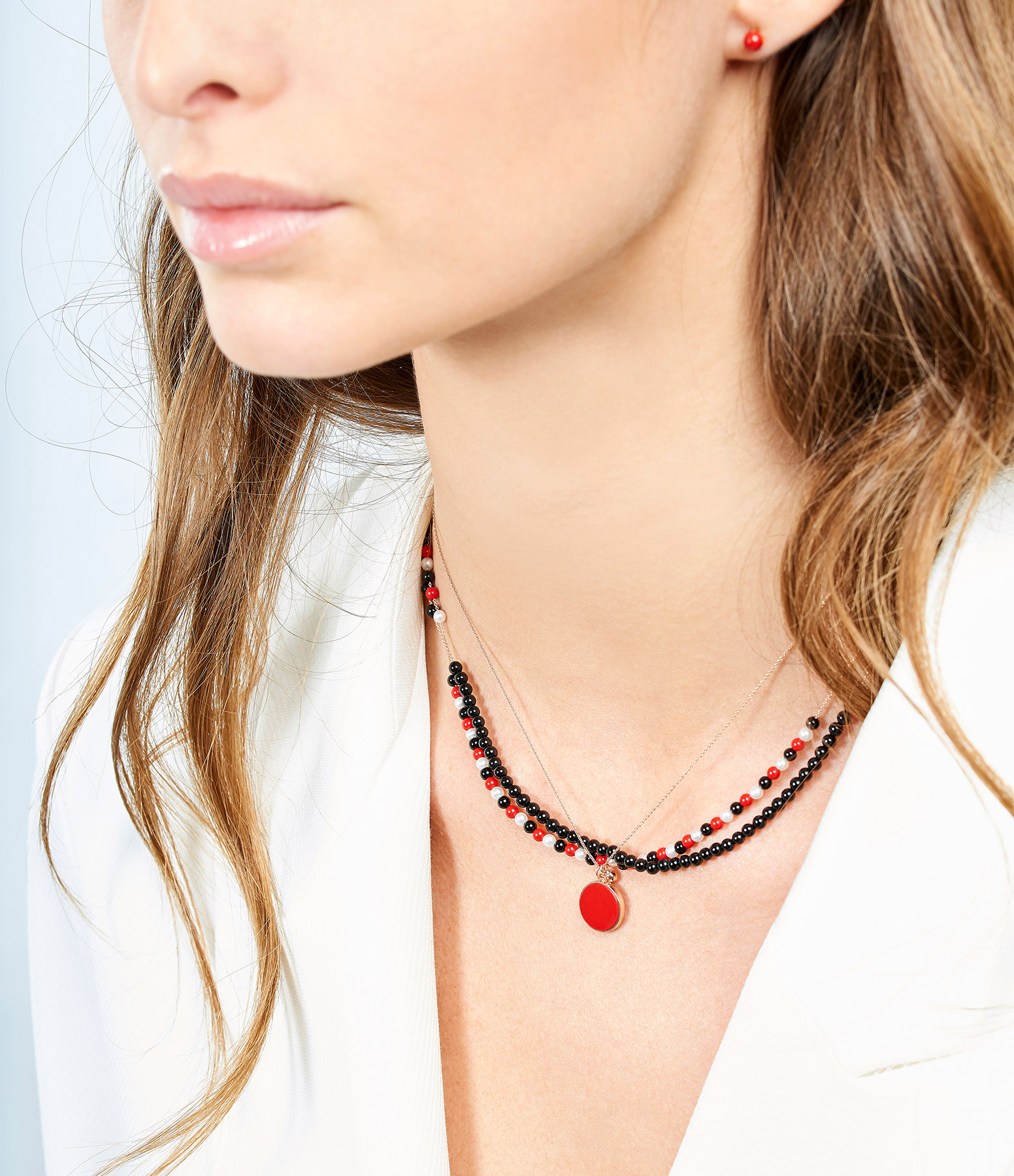 Ever Disc Necklace in Coral and Rose Gold