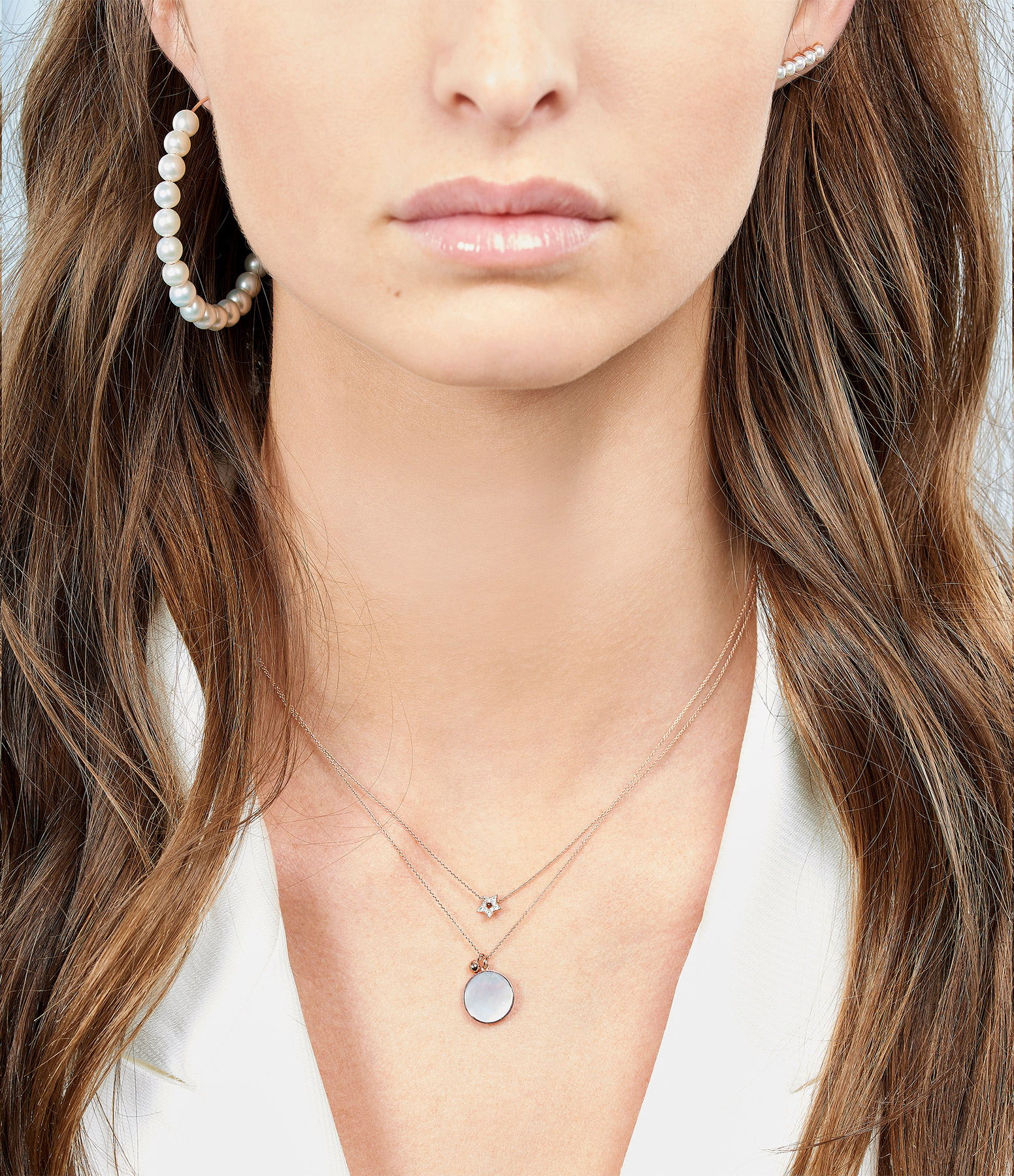 Ever Disc Pearl Necklace in Rose Gold