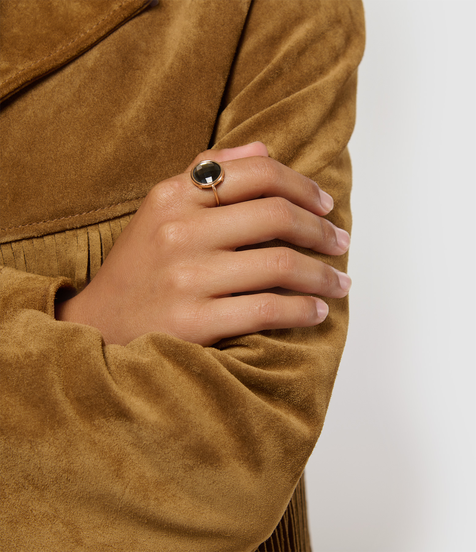 Pixie Baby Disc Ring – Black Mother-of-Pearl, Rose Gold