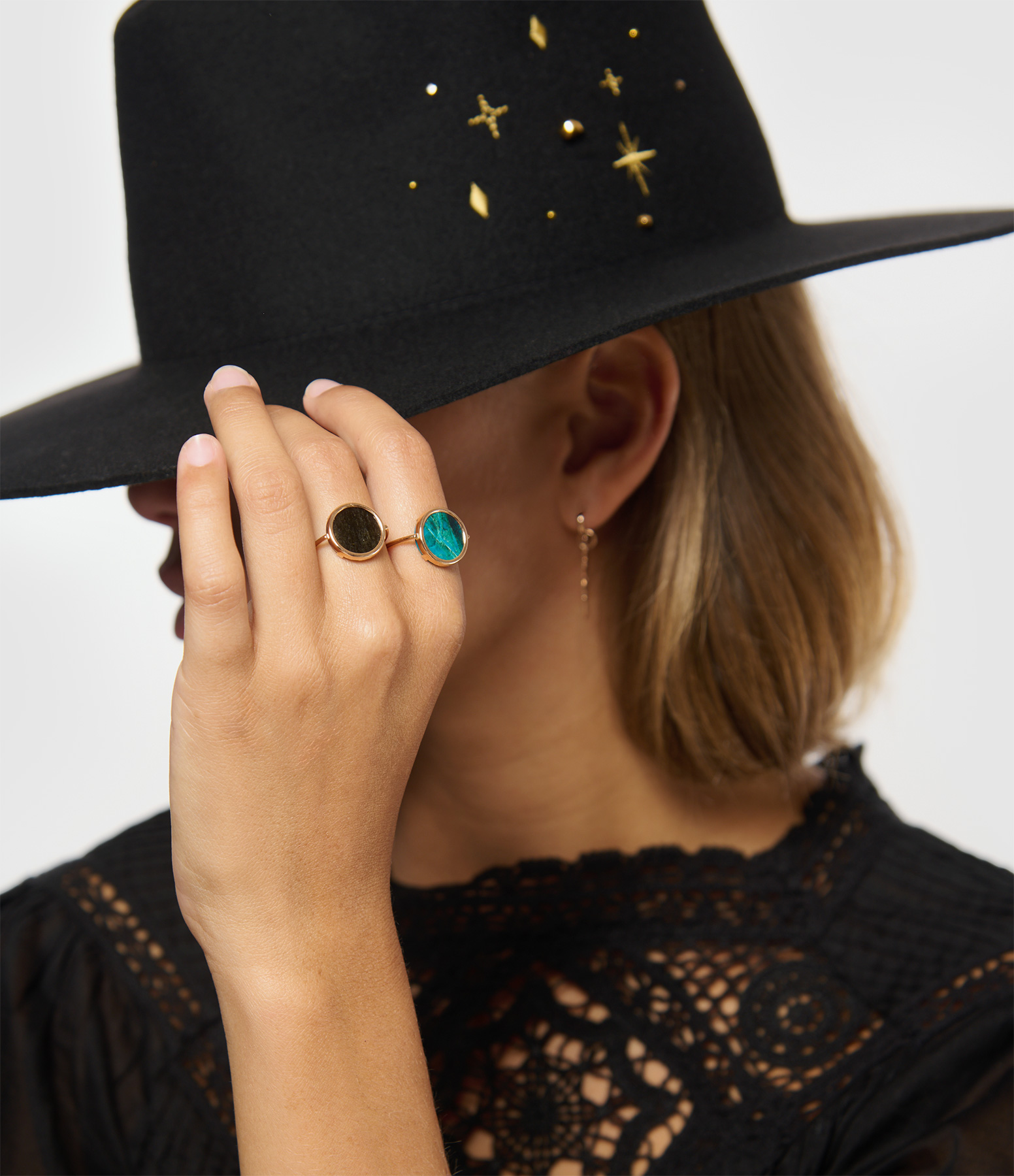Baby Disc Chysocolle Rose Gold Ring