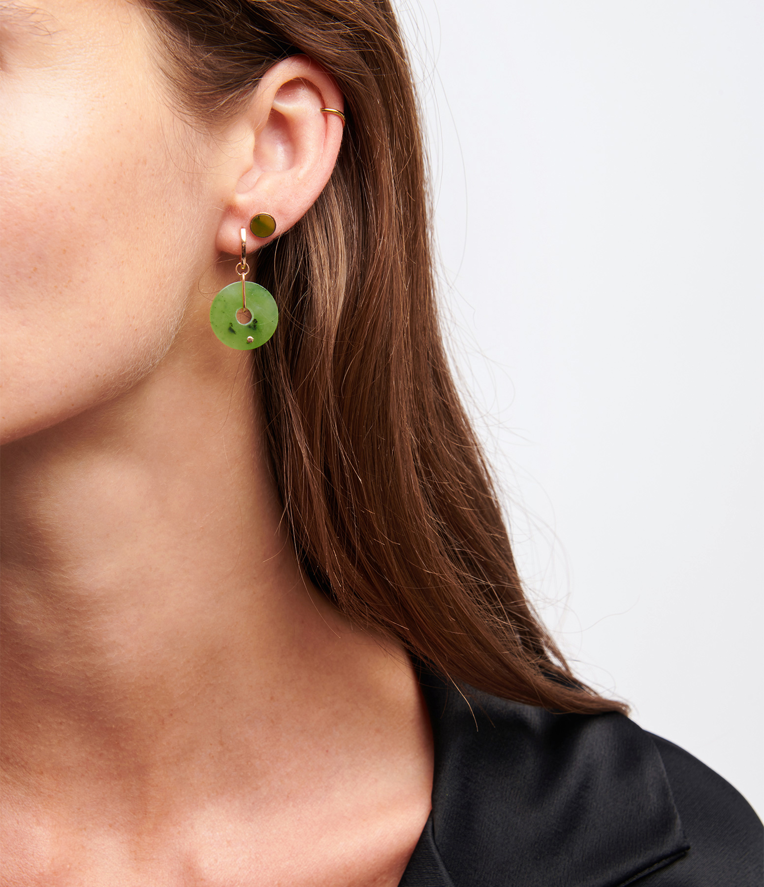 Ever Disc Jade Rose Gold Earring (sold individually)