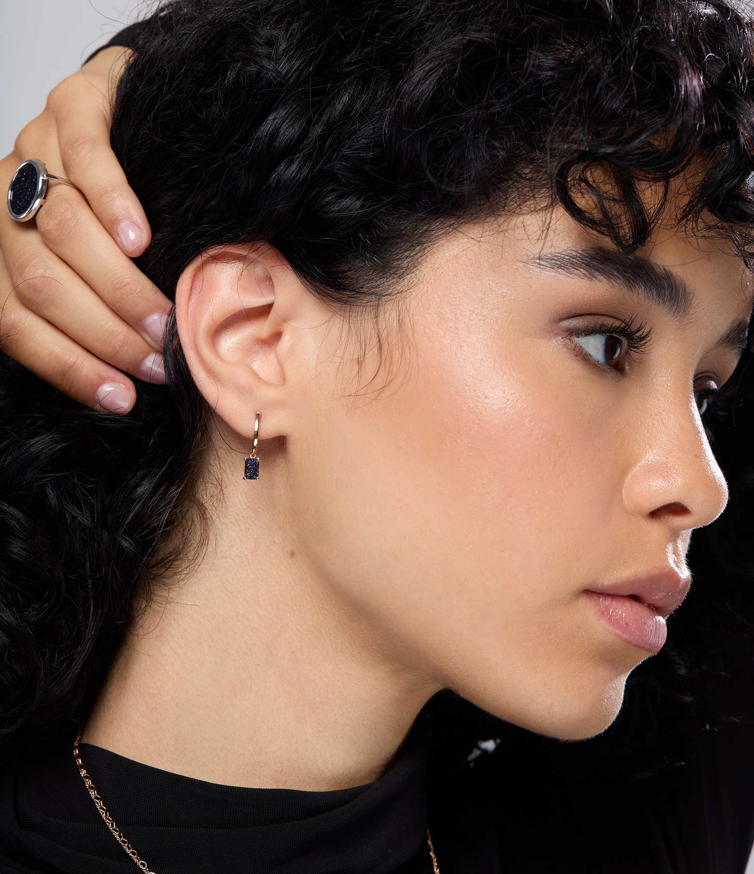 Midnight Blue Sandstone Rose Gold Earring (sold individually)