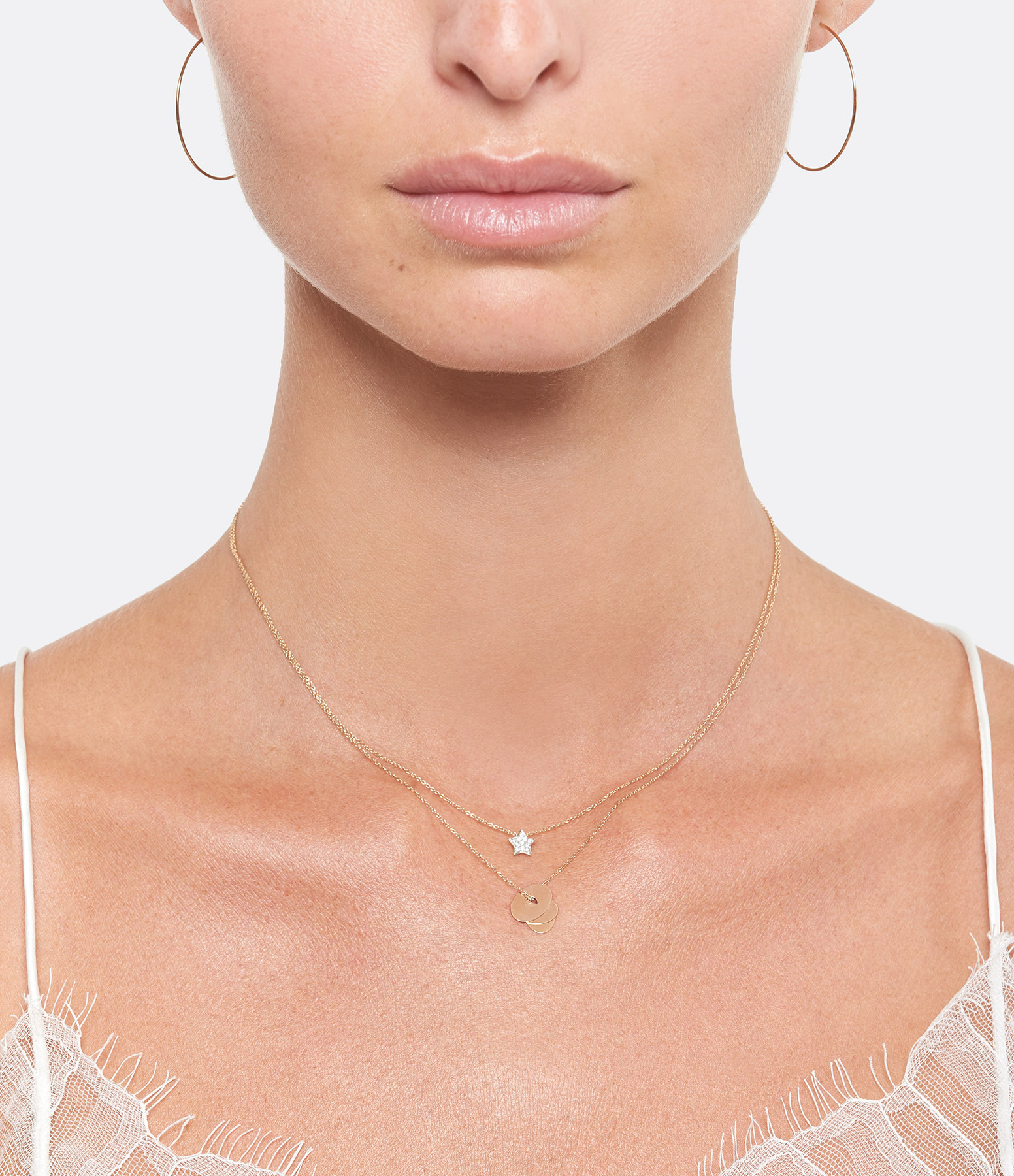 Ellipses & Sequins Necklace in 3-Tone Rose Gold