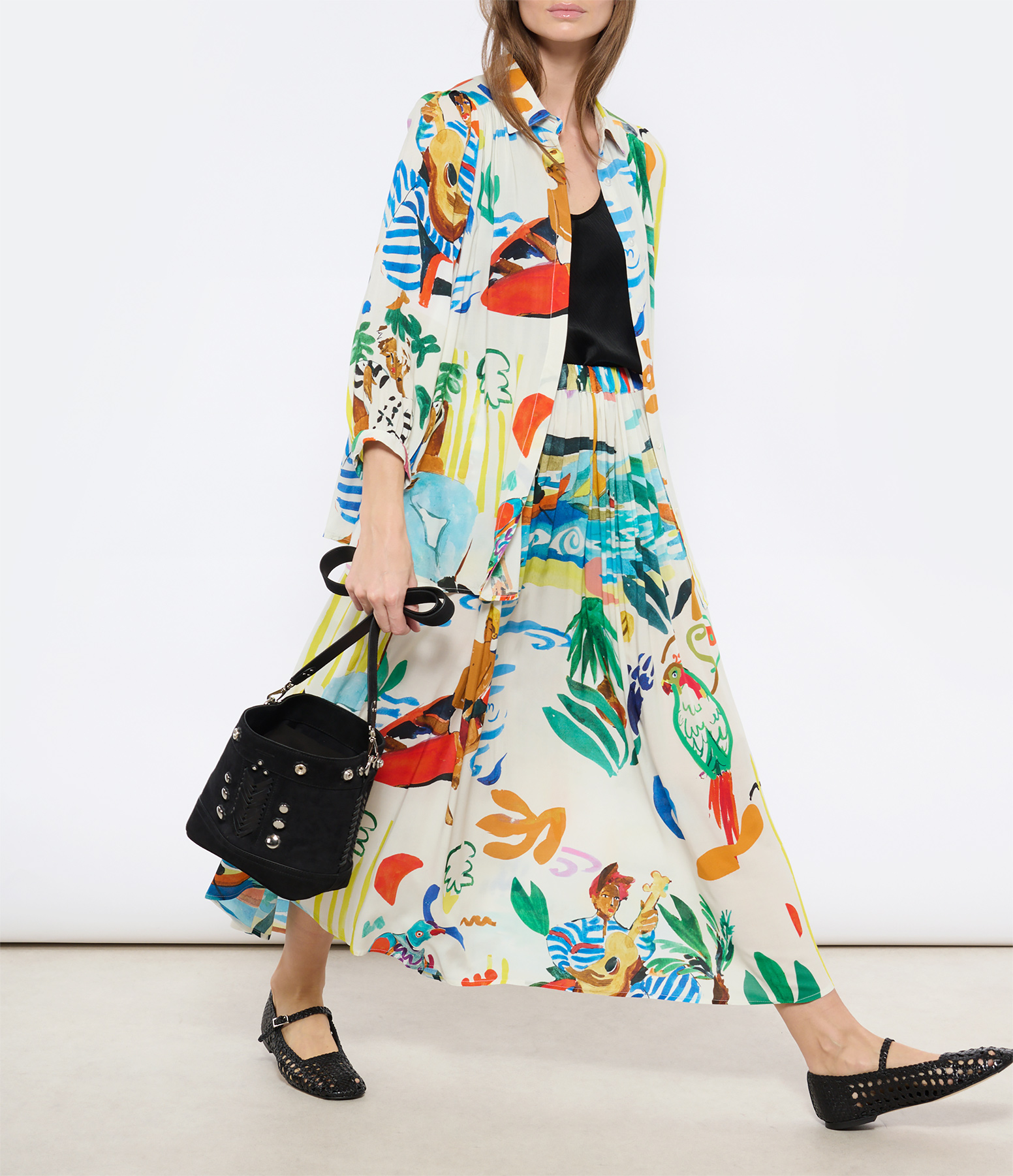 Multicoloured Boat Neck Skirt