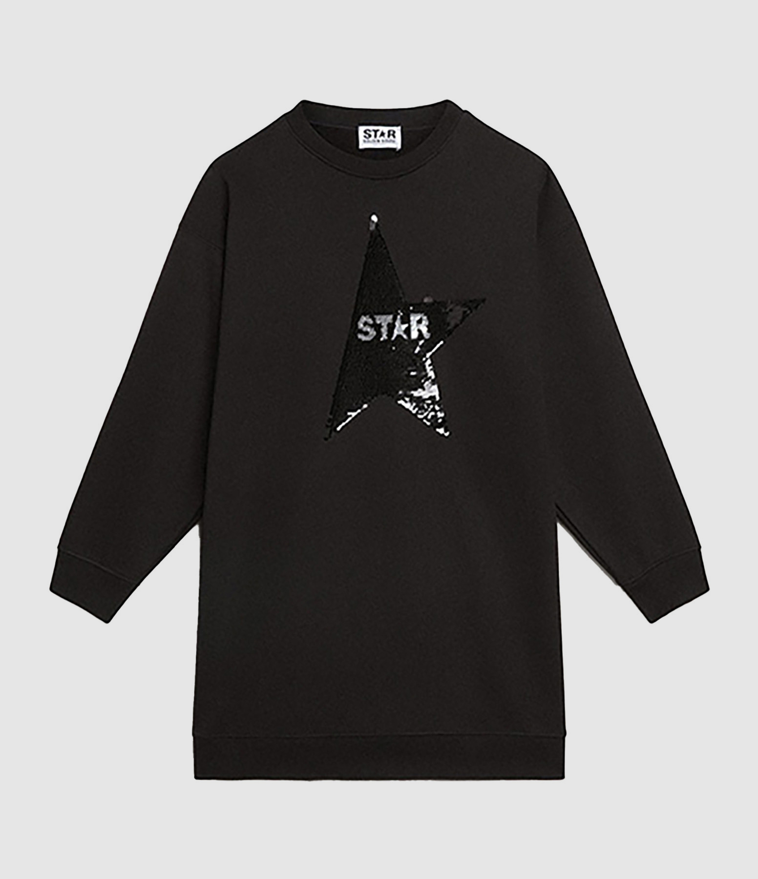 Black Cotton Star Children's Sweatshirt Dress